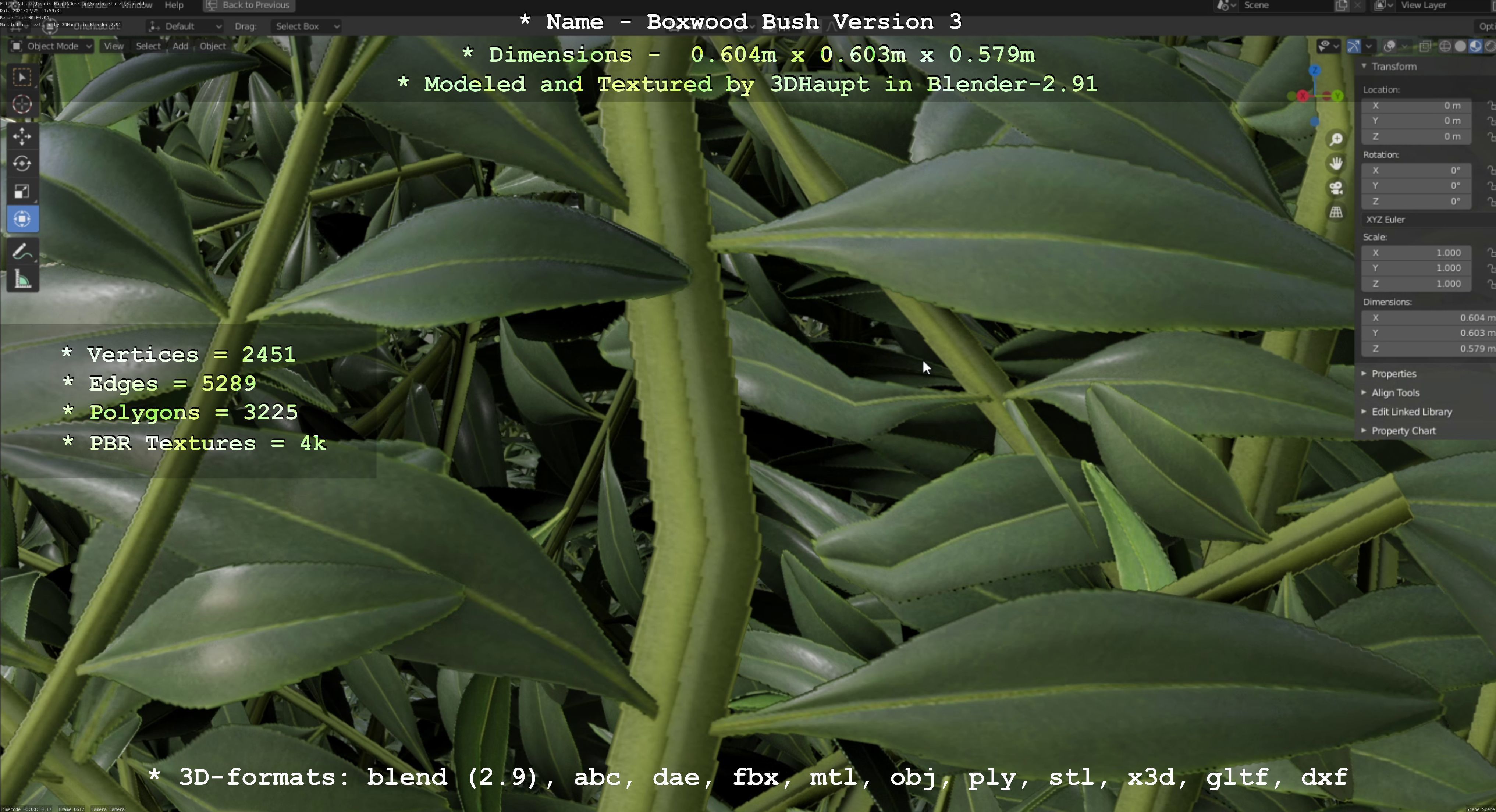 Low-Poly Boxwood Bush Version 3 Low-poly 3D model_90