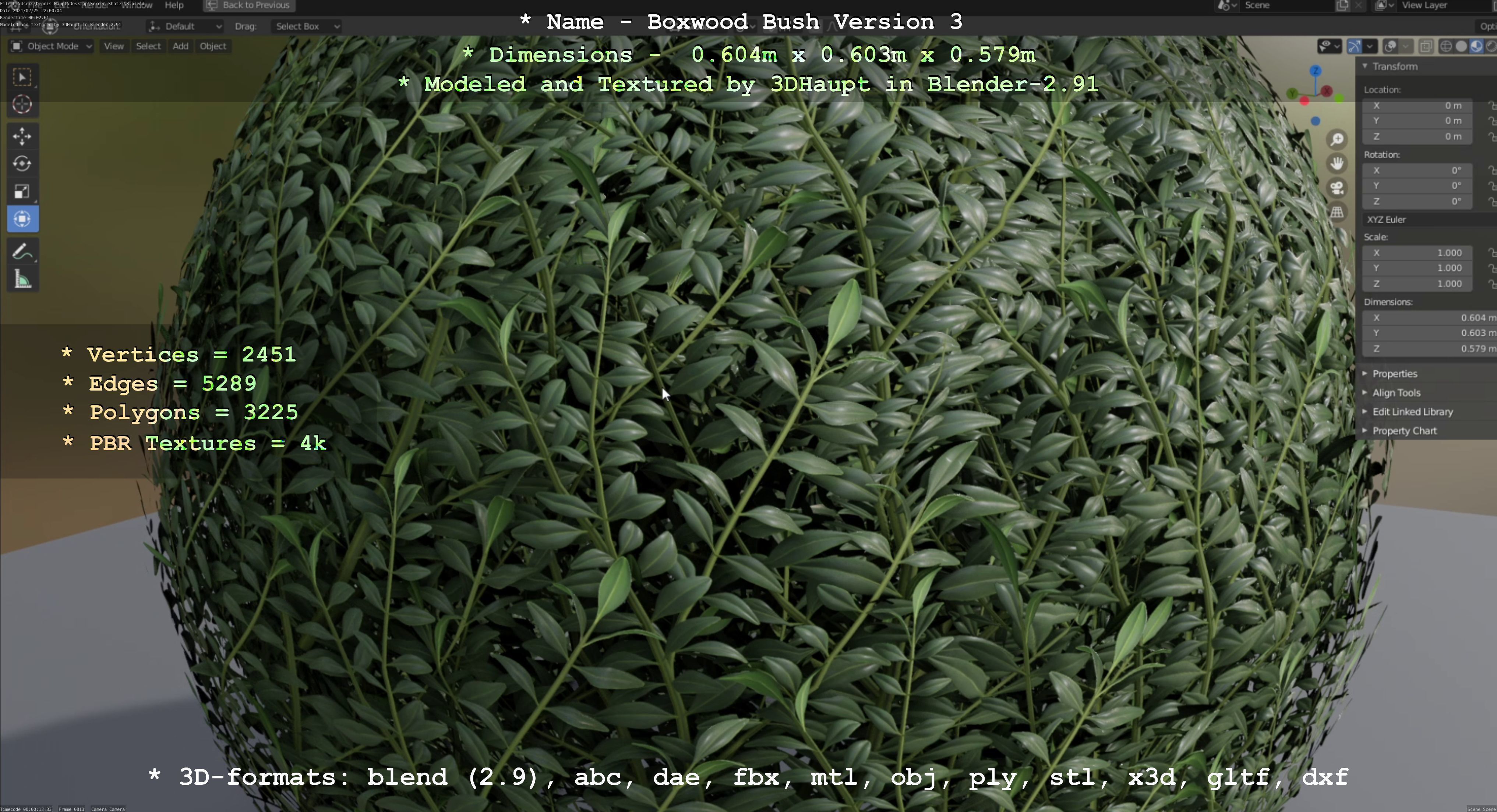 Low-Poly Boxwood Bush Version 3 Low-poly 3D model_92