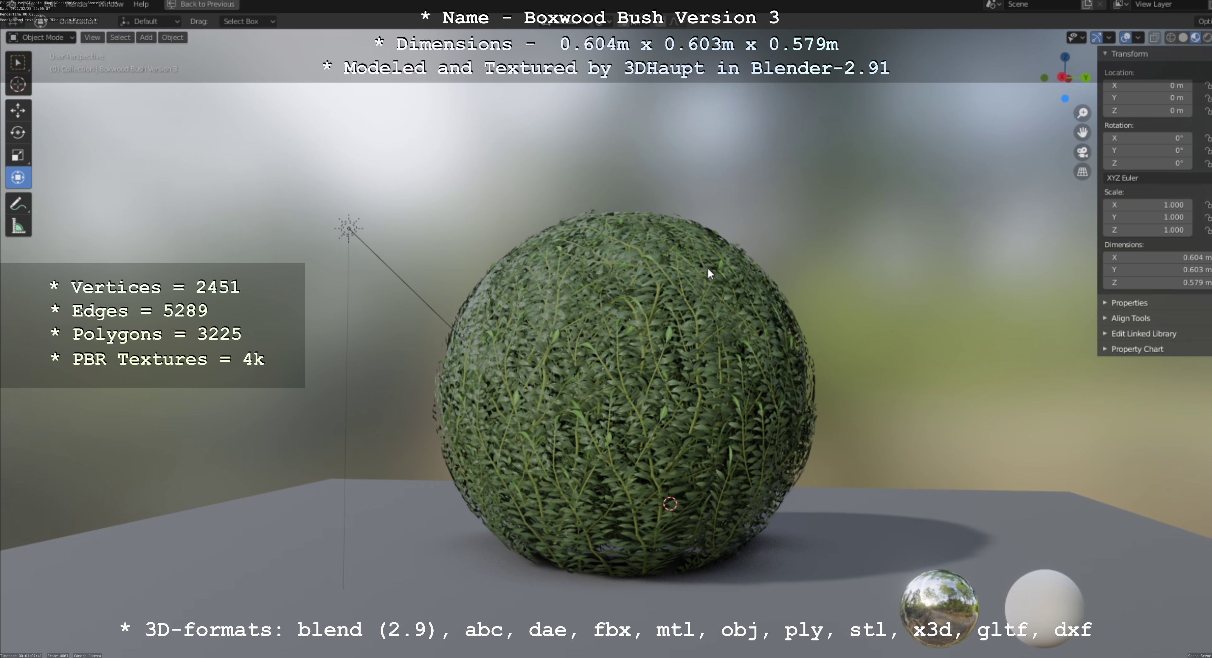 Low-Poly Boxwood Bush Version 3 Low-poly 3D model_49