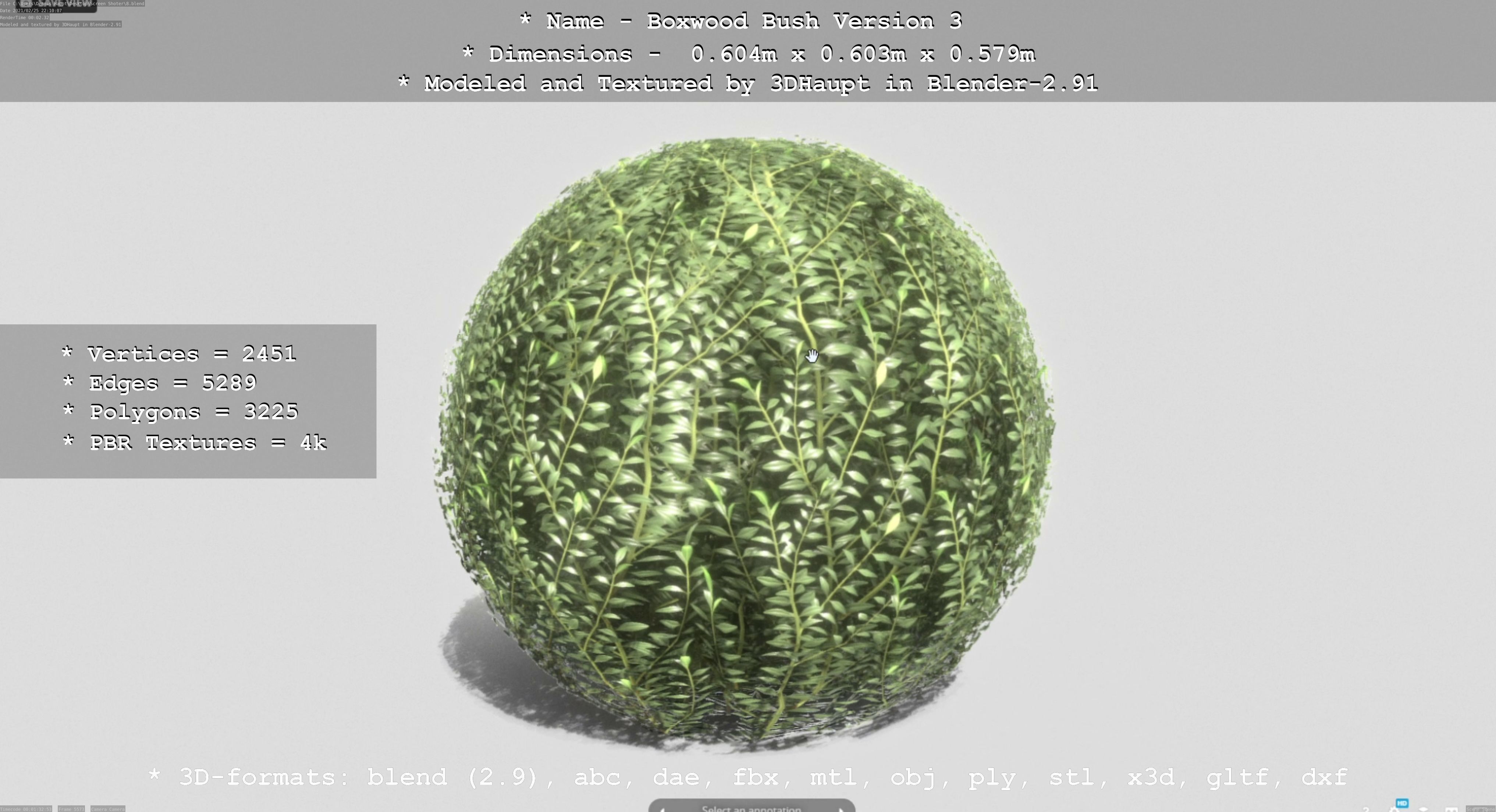 Low-Poly Boxwood Bush Version 3 Low-poly 3D model_12