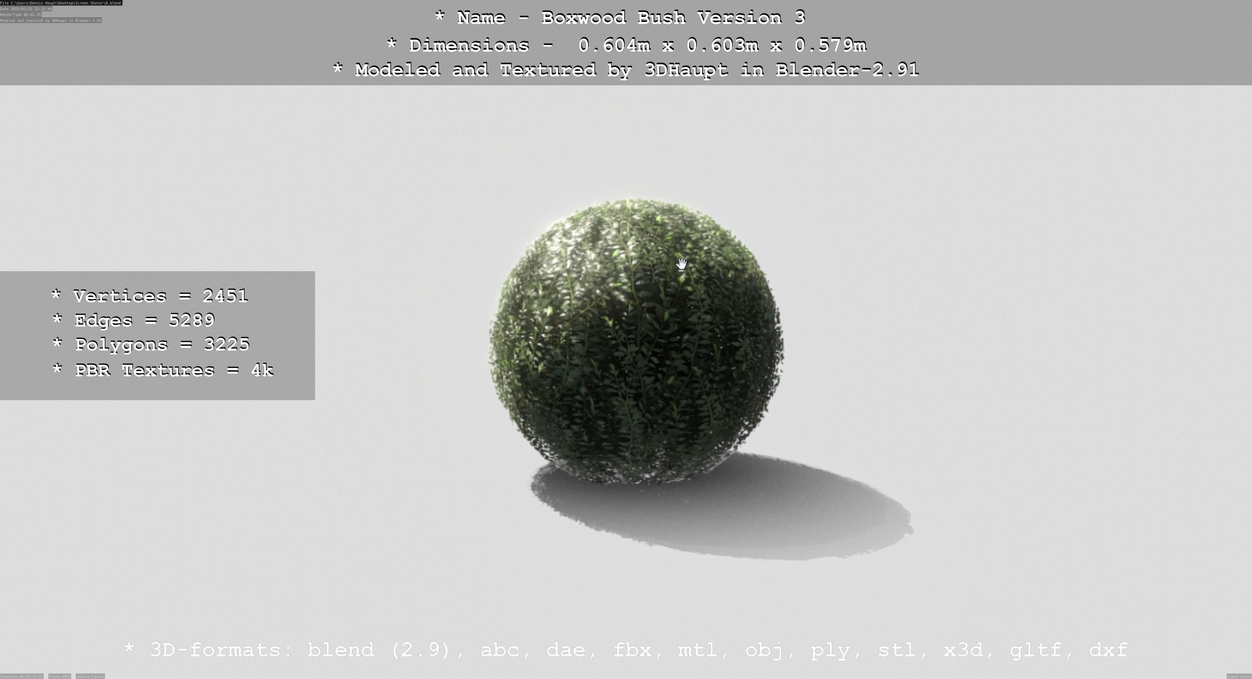 Low-Poly Boxwood Bush Version 3 Low-poly 3D model_26