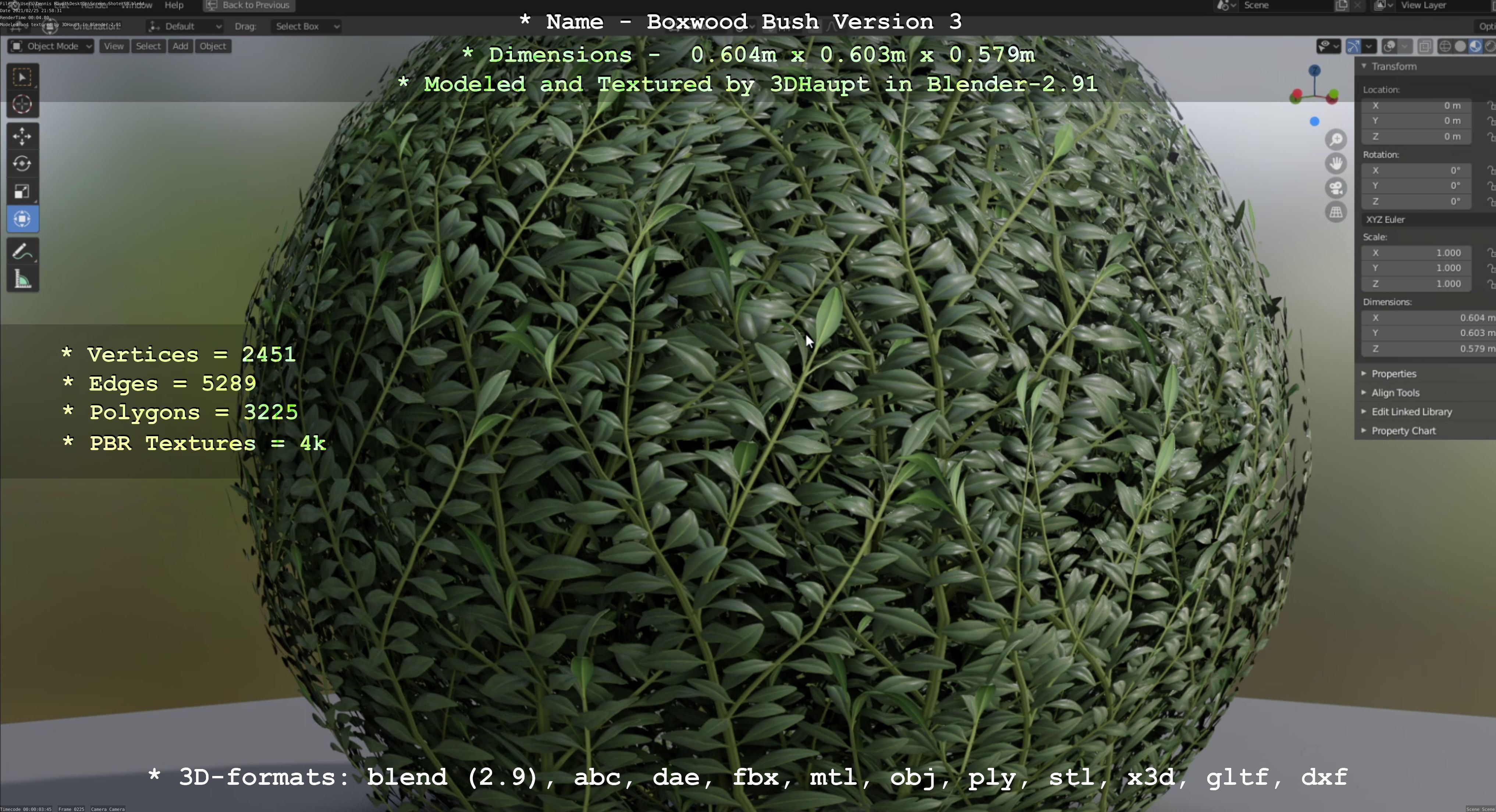 Low-Poly Boxwood Bush Version 3 Low-poly 3D model_84