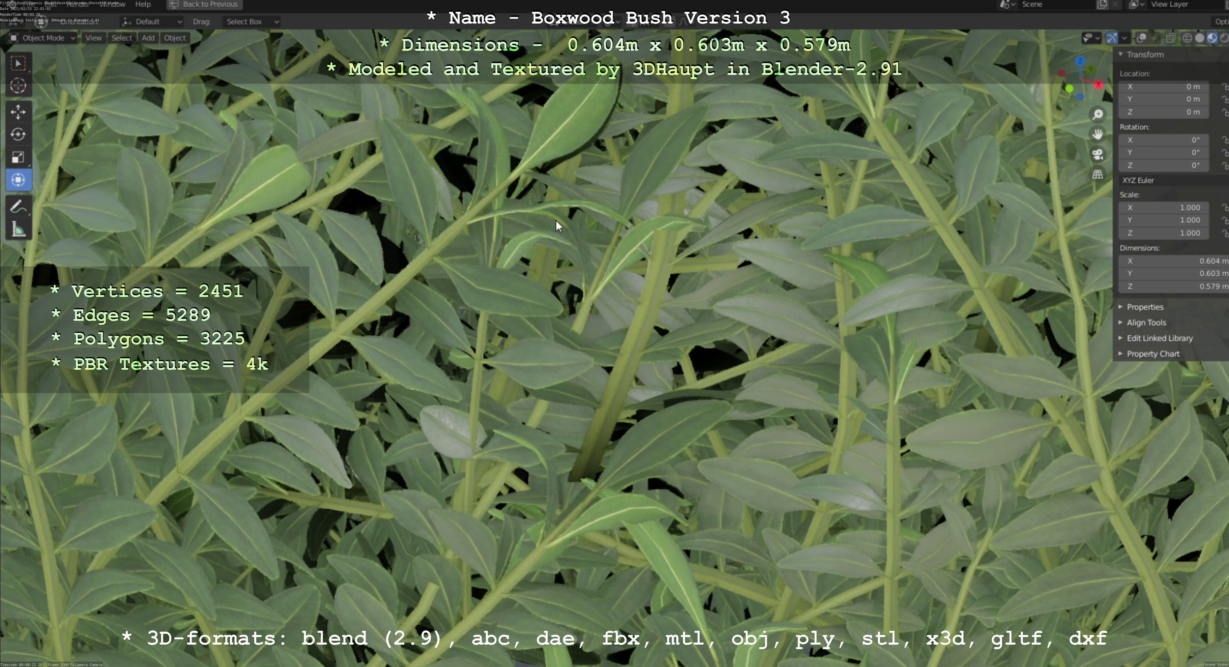 Low-Poly Boxwood Bush Version 3 Low-poly 3D model_96