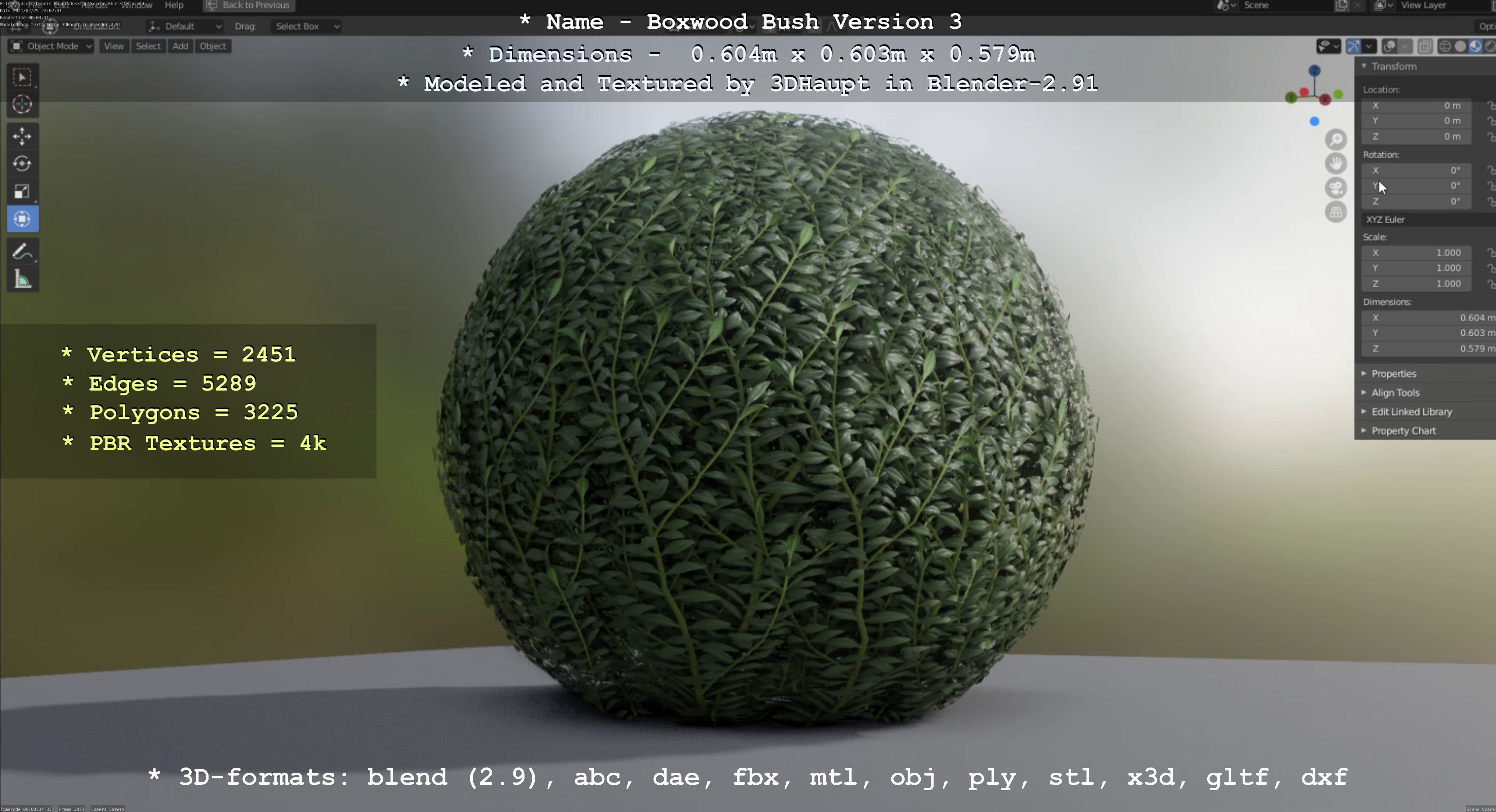 Low-Poly Boxwood Bush Version 3 Low-poly 3D model_106