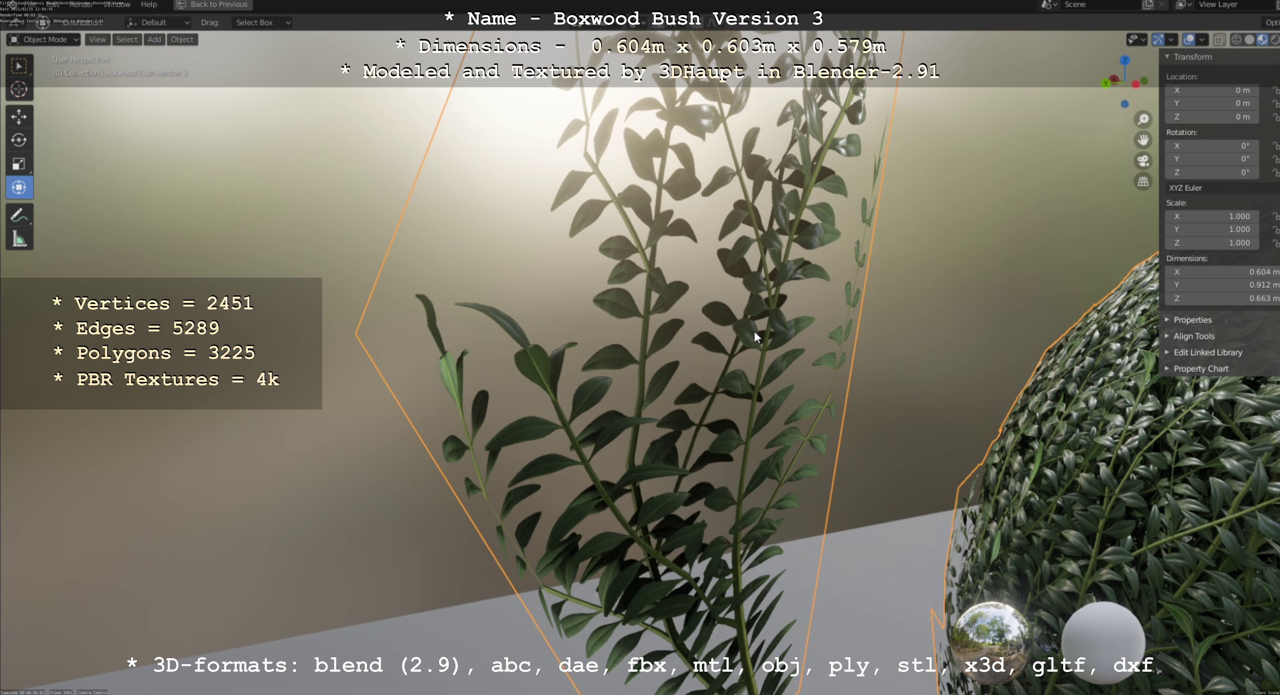 Low-Poly Boxwood Bush Version 3 Low-poly 3D model_128