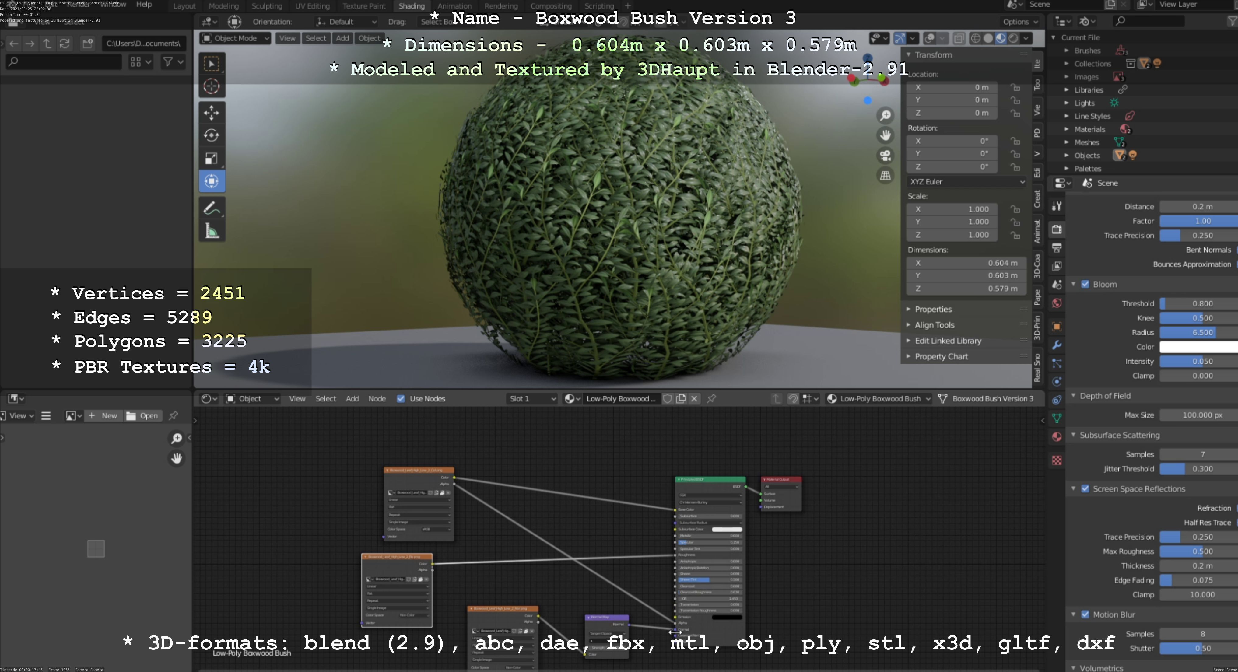 Low-Poly Boxwood Bush Version 3 Low-poly 3D model_37