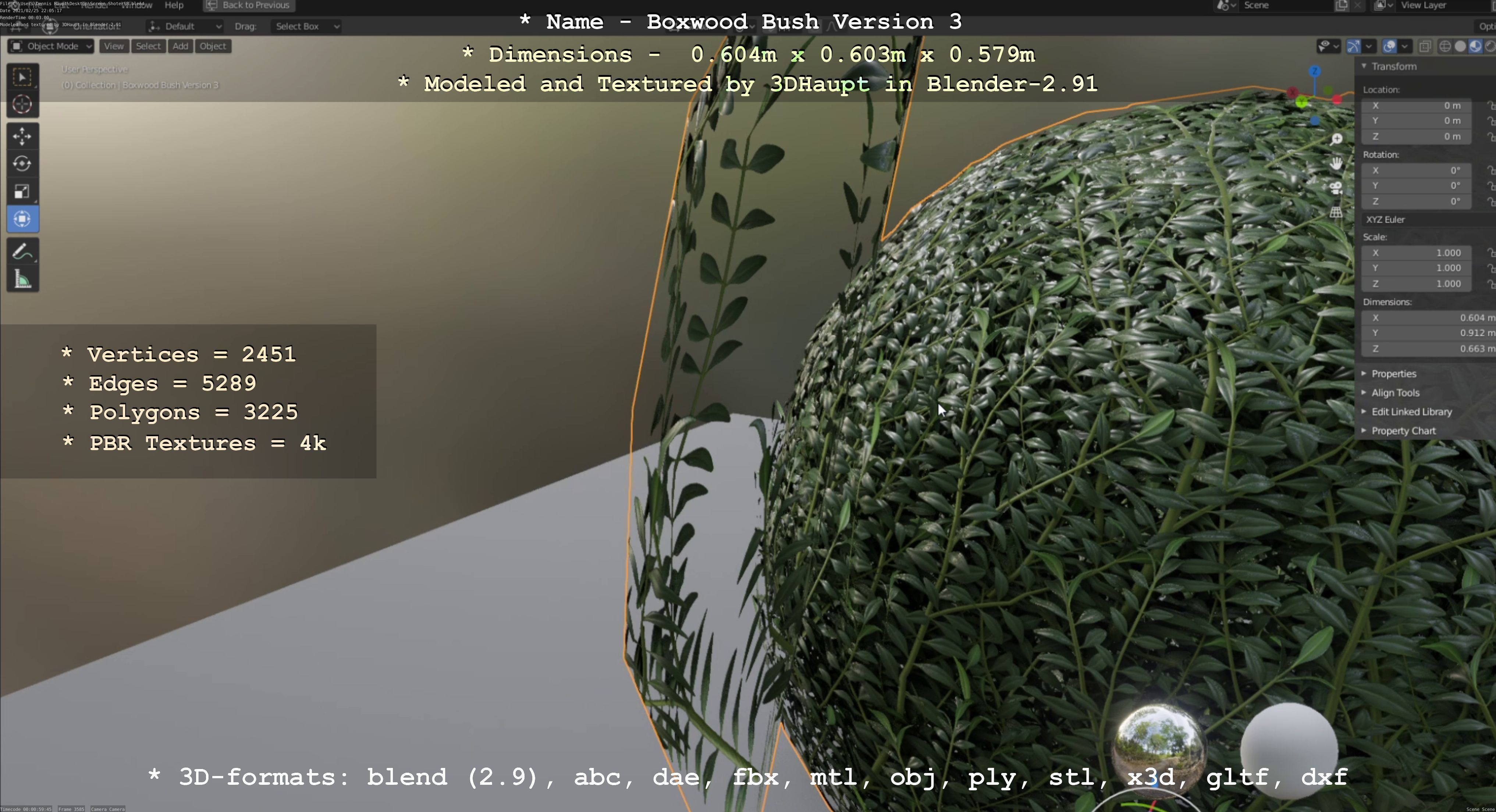 Low-Poly Boxwood Bush Version 3 Low-poly 3D model_132