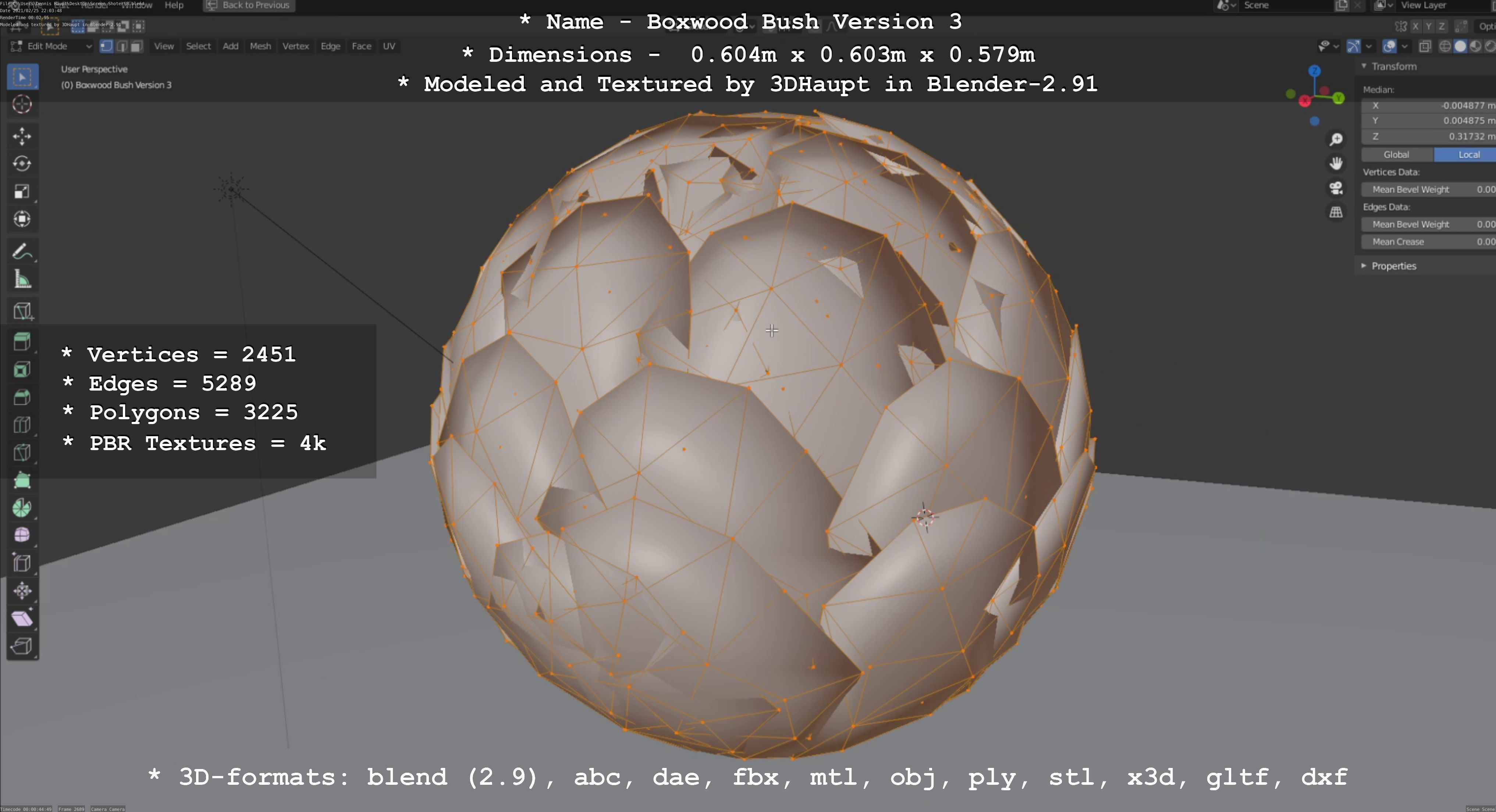 Low-Poly Boxwood Bush Version 3 Low-poly 3D model_117