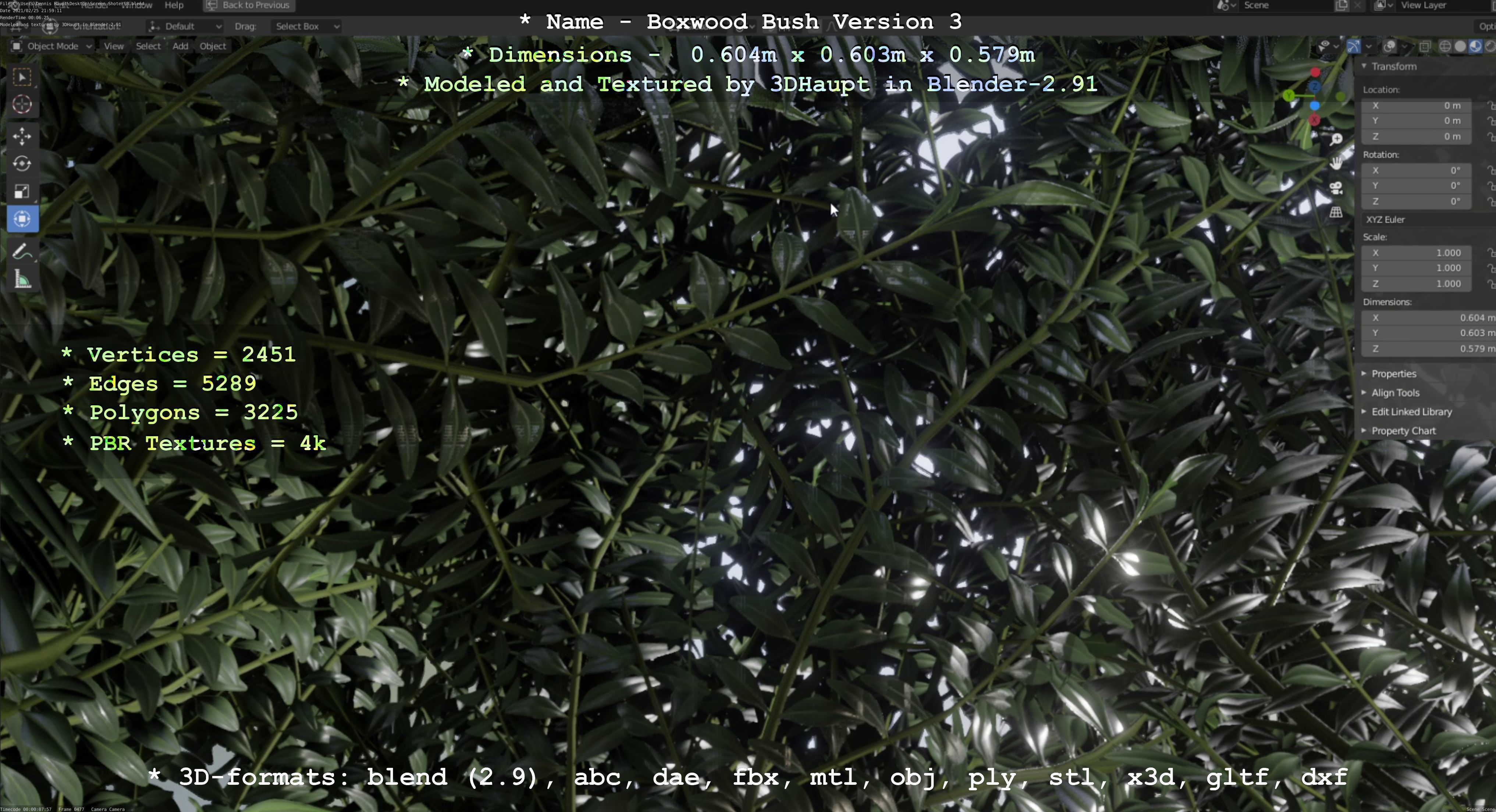 Low-Poly Boxwood Bush Version 3 Low-poly 3D model_33