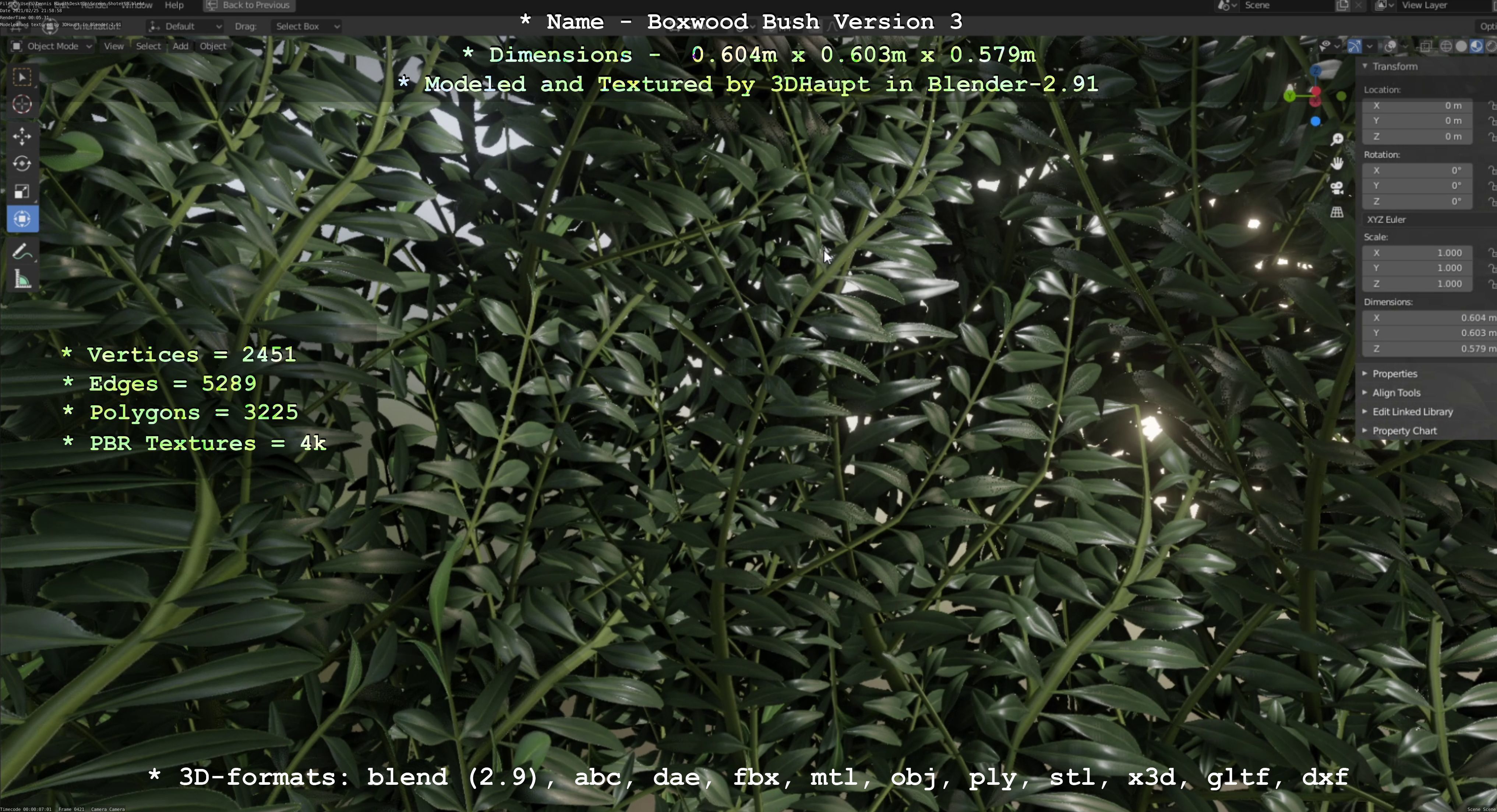 Low-Poly Boxwood Bush Version 3 Low-poly 3D model_86