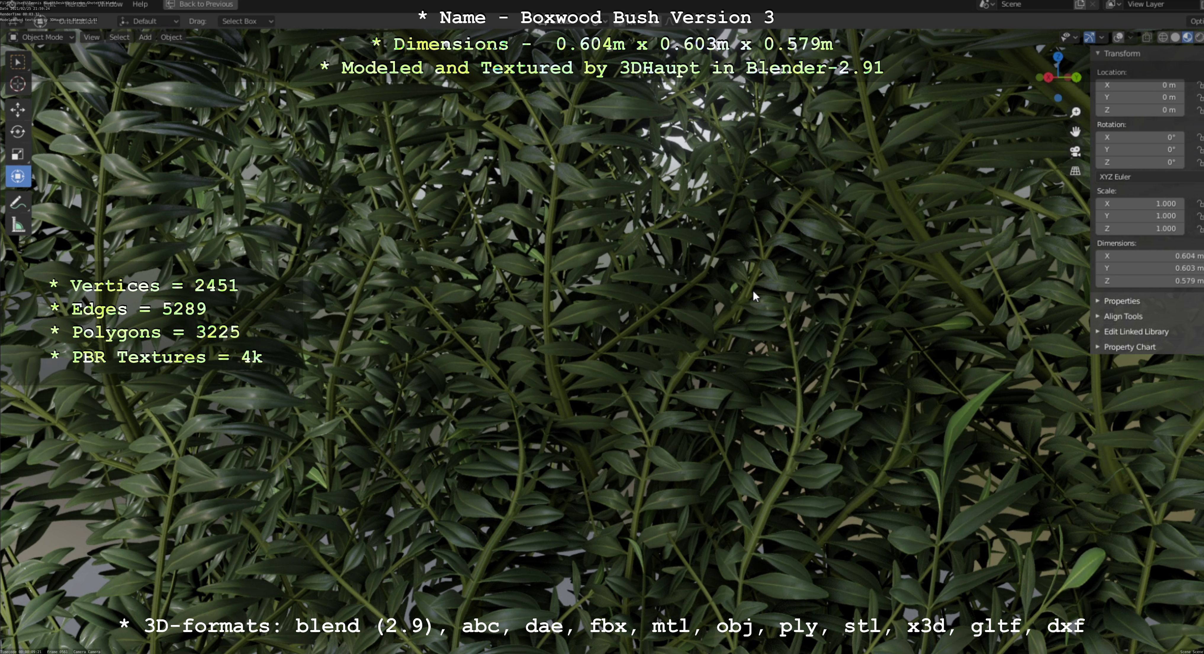 Low-Poly Boxwood Bush Version 3 Low-poly 3D model_89