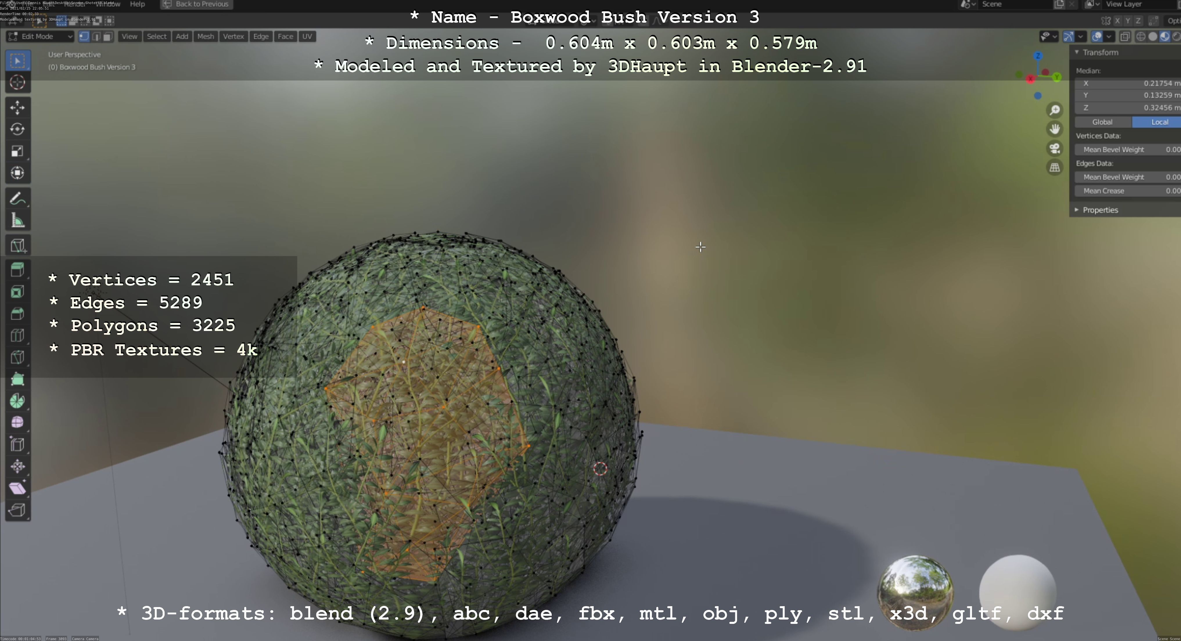 Low-Poly Boxwood Bush Version 3 Low-poly 3D model_54