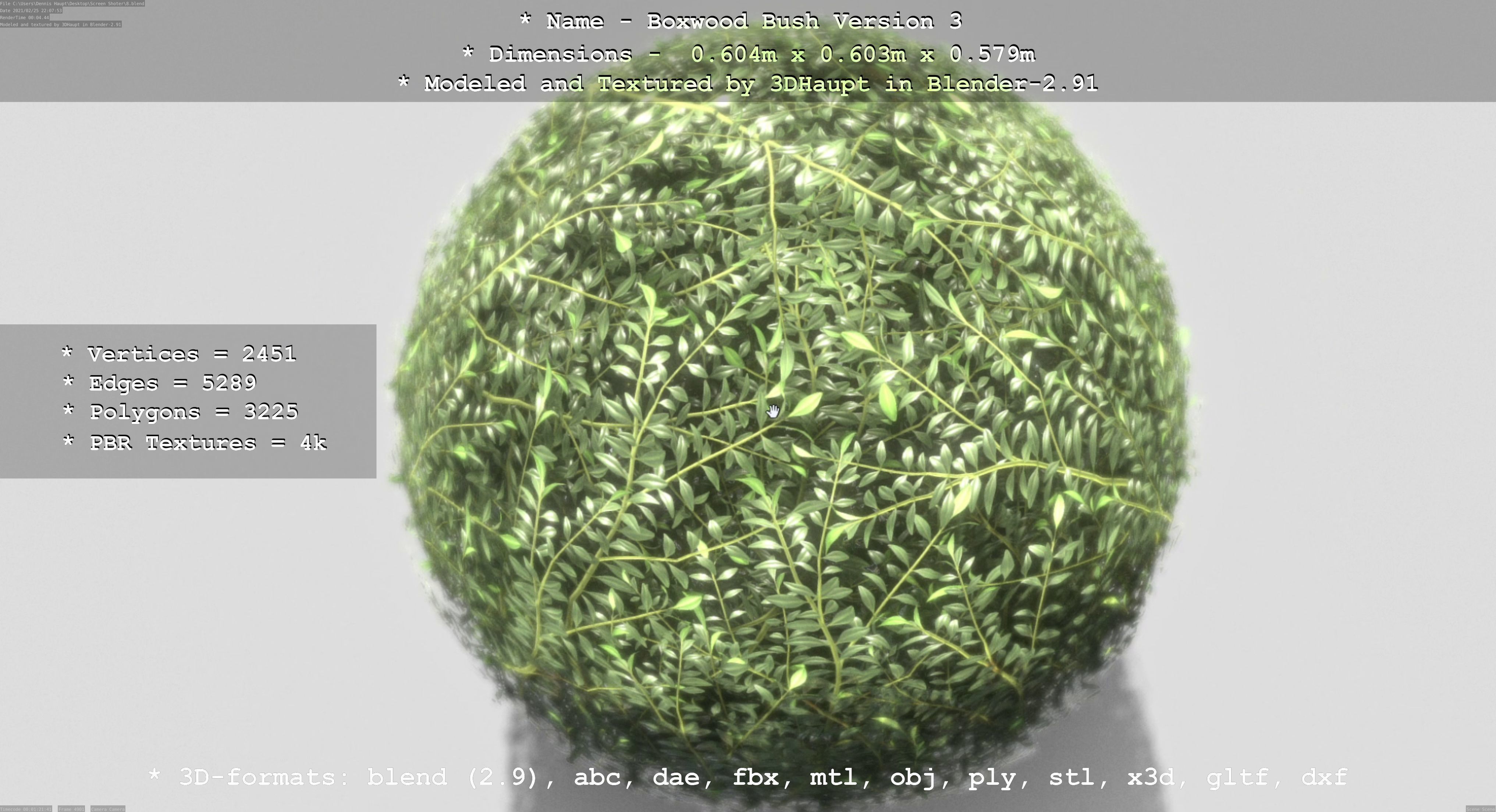 Low-Poly Boxwood Bush Version 3 Low-poly 3D model_55