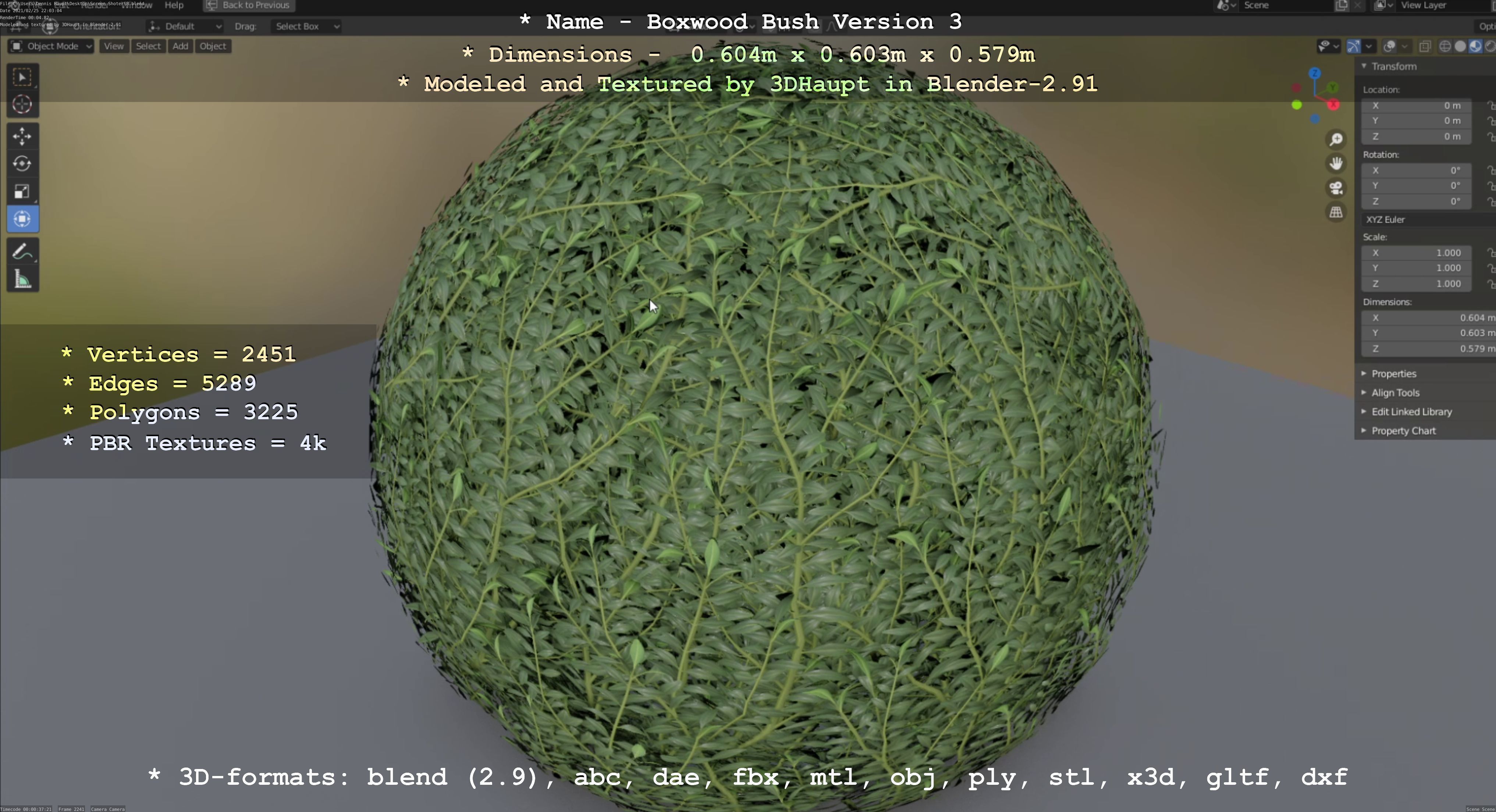 Low-Poly Boxwood Bush Version 3 Low-poly 3D model_110
