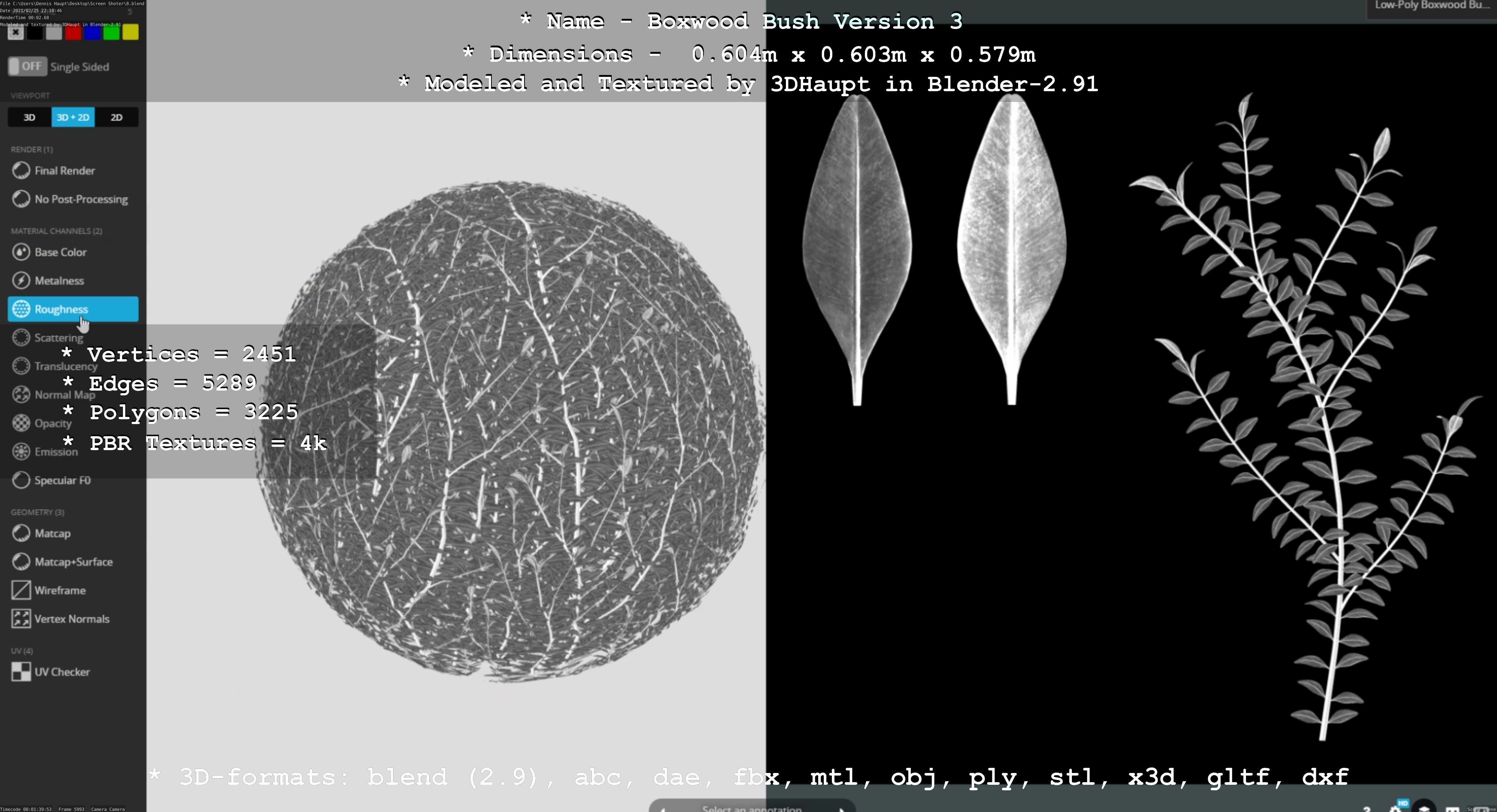 Low-Poly Boxwood Bush Version 3 Low-poly 3D model_15