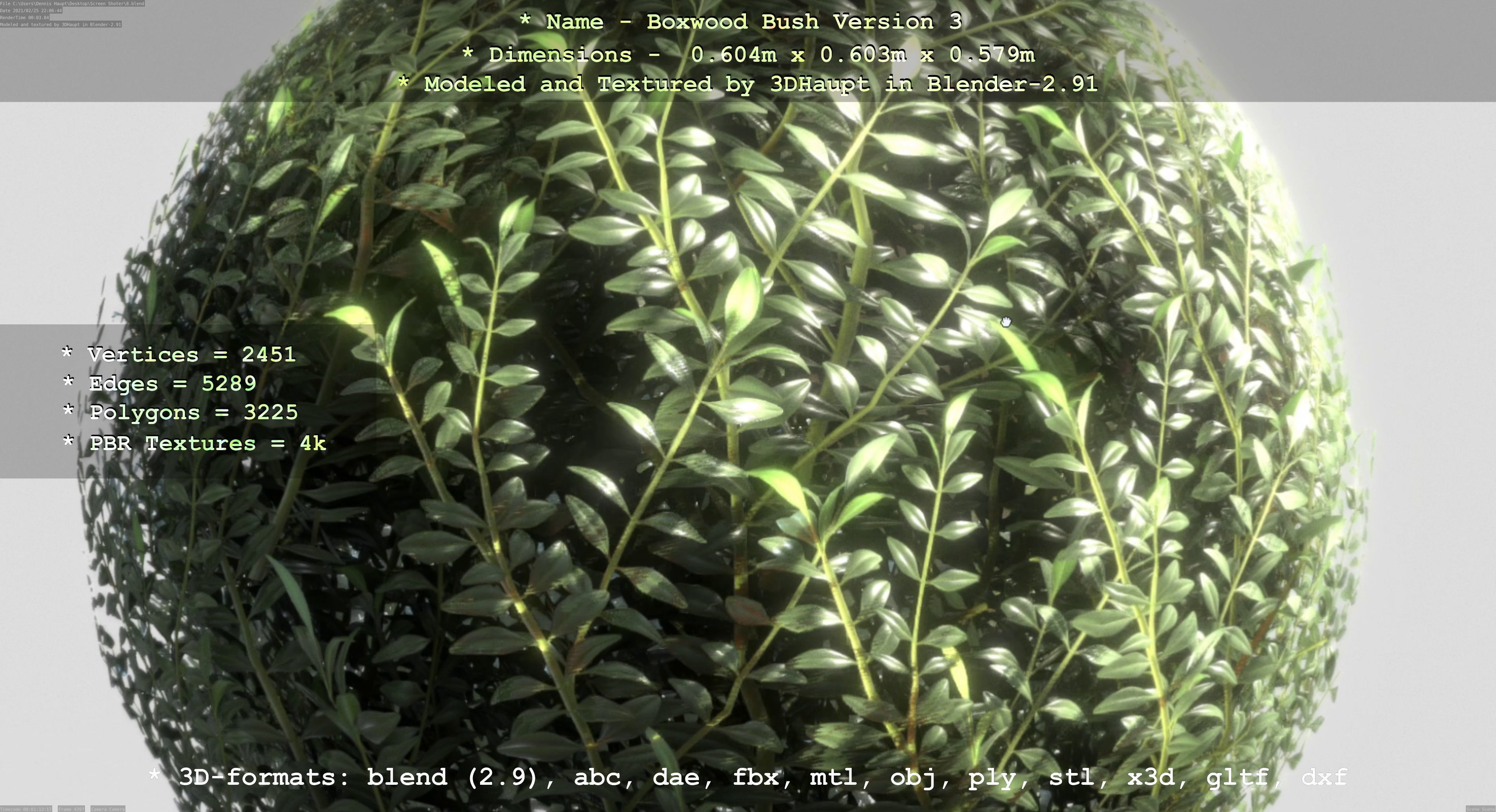 Low-Poly Boxwood Bush Version 3 Low-poly 3D model_2