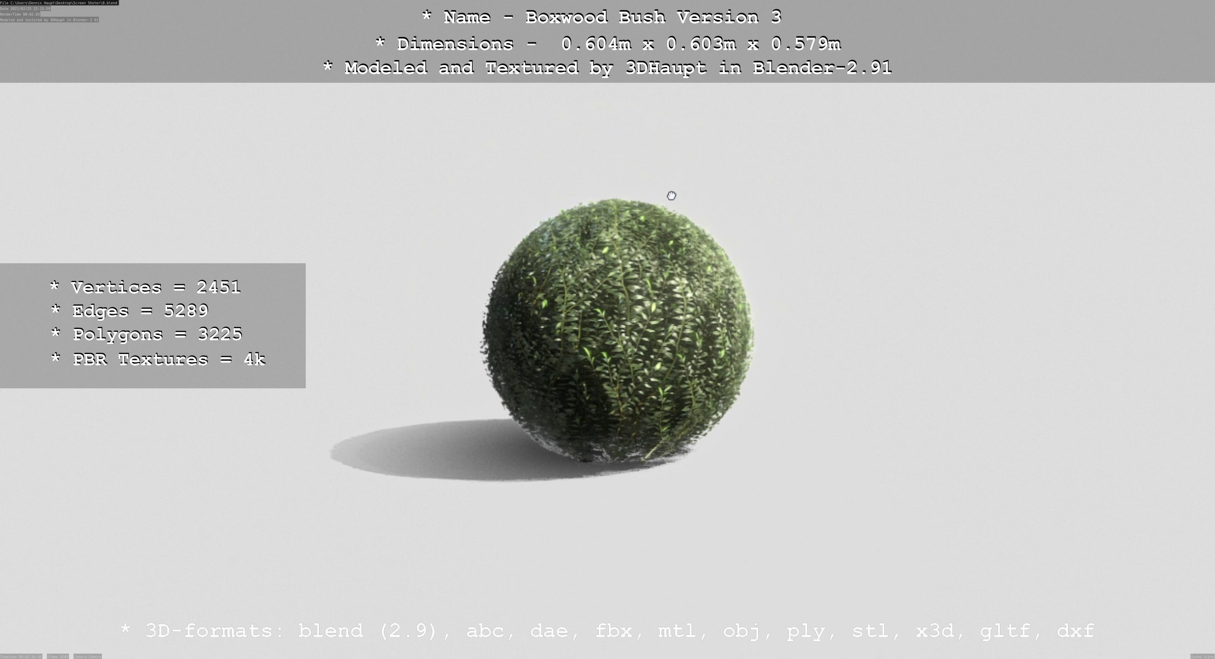 Low-Poly Boxwood Bush Version 3 Low-poly 3D model_27