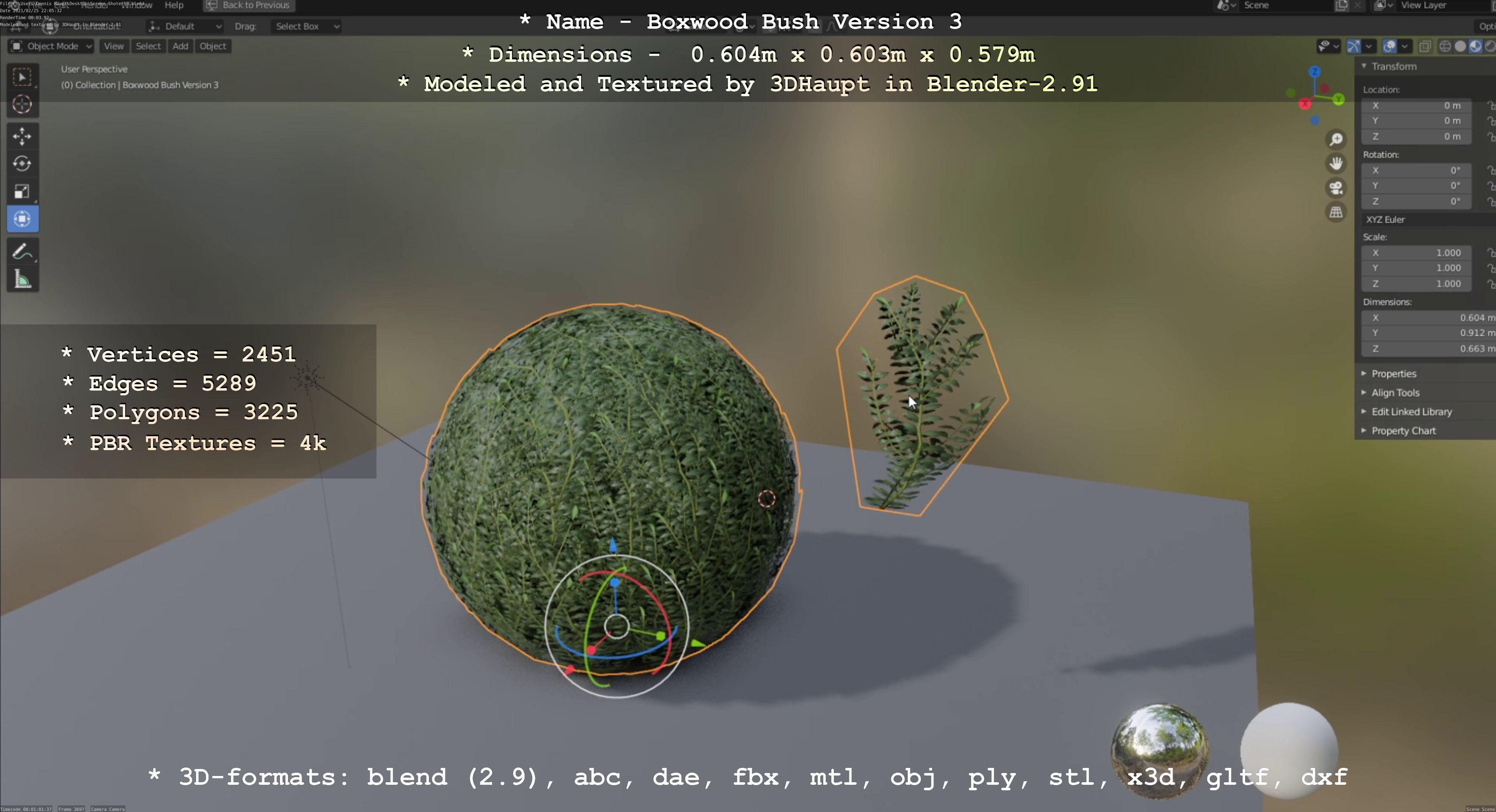 Low-Poly Boxwood Bush Version 3 Low-poly 3D model_133