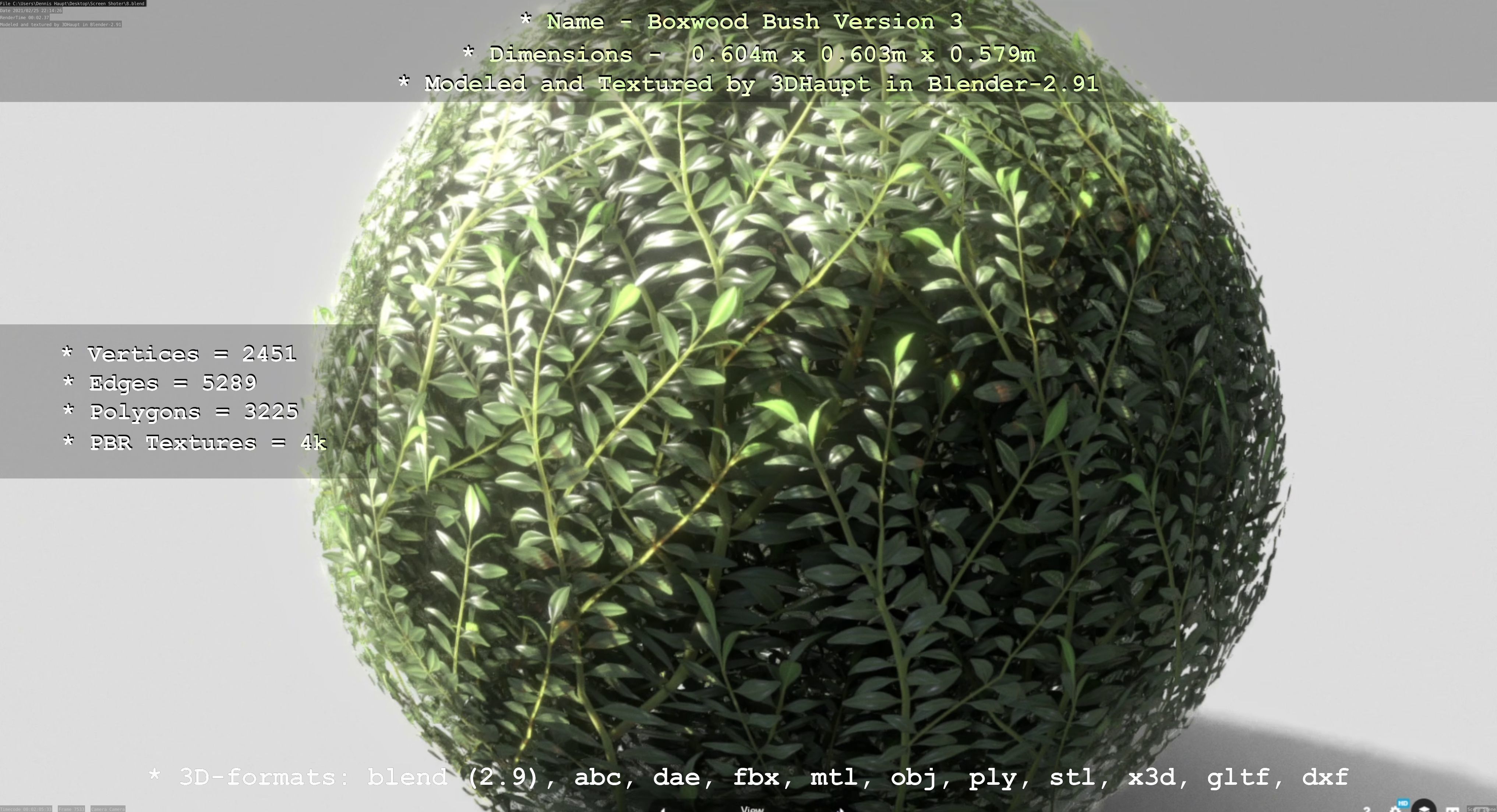 Low-Poly Boxwood Bush Version 3 Low-poly 3D model_20