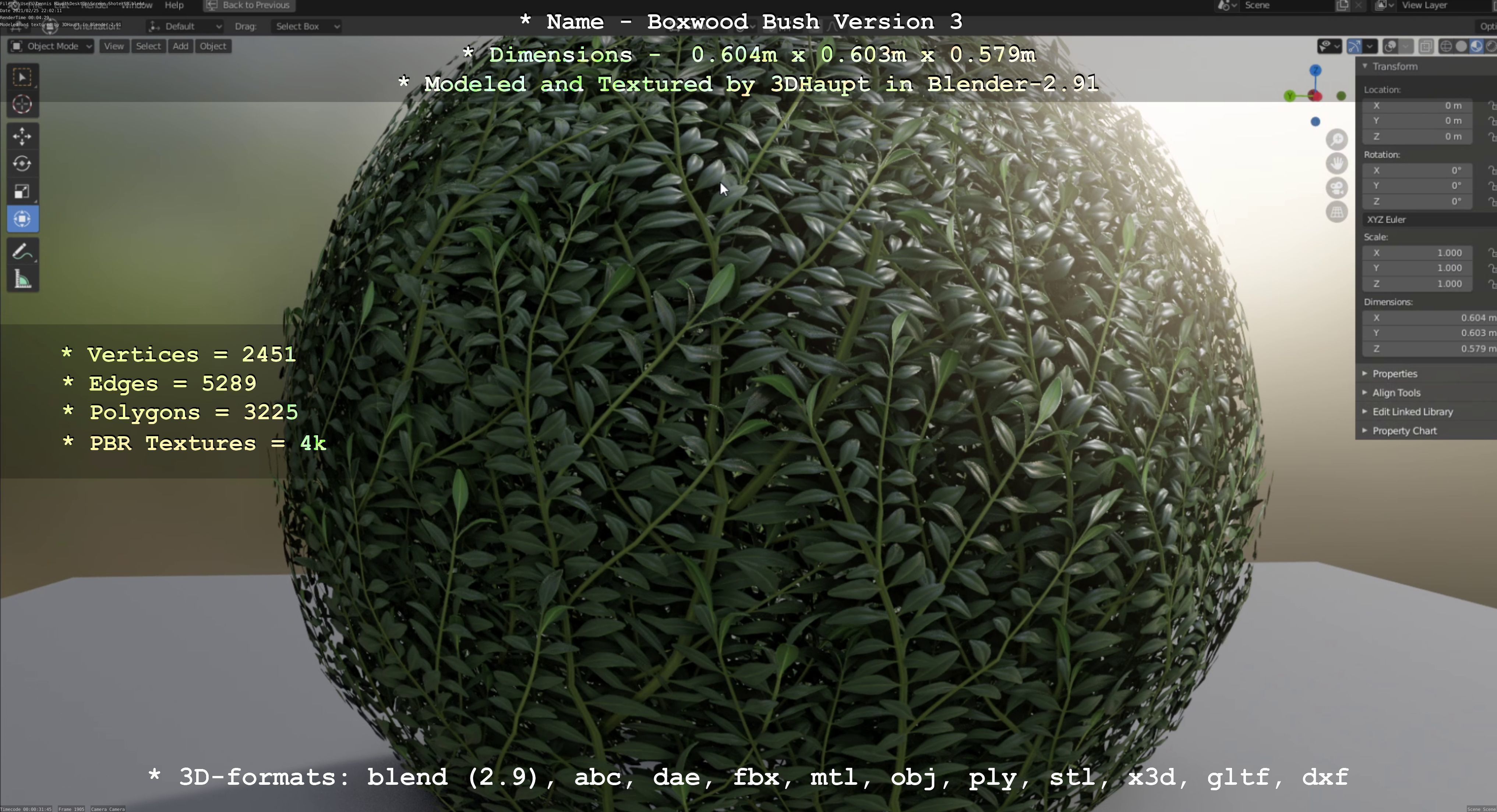 Low-Poly Boxwood Bush Version 3 Low-poly 3D model_39