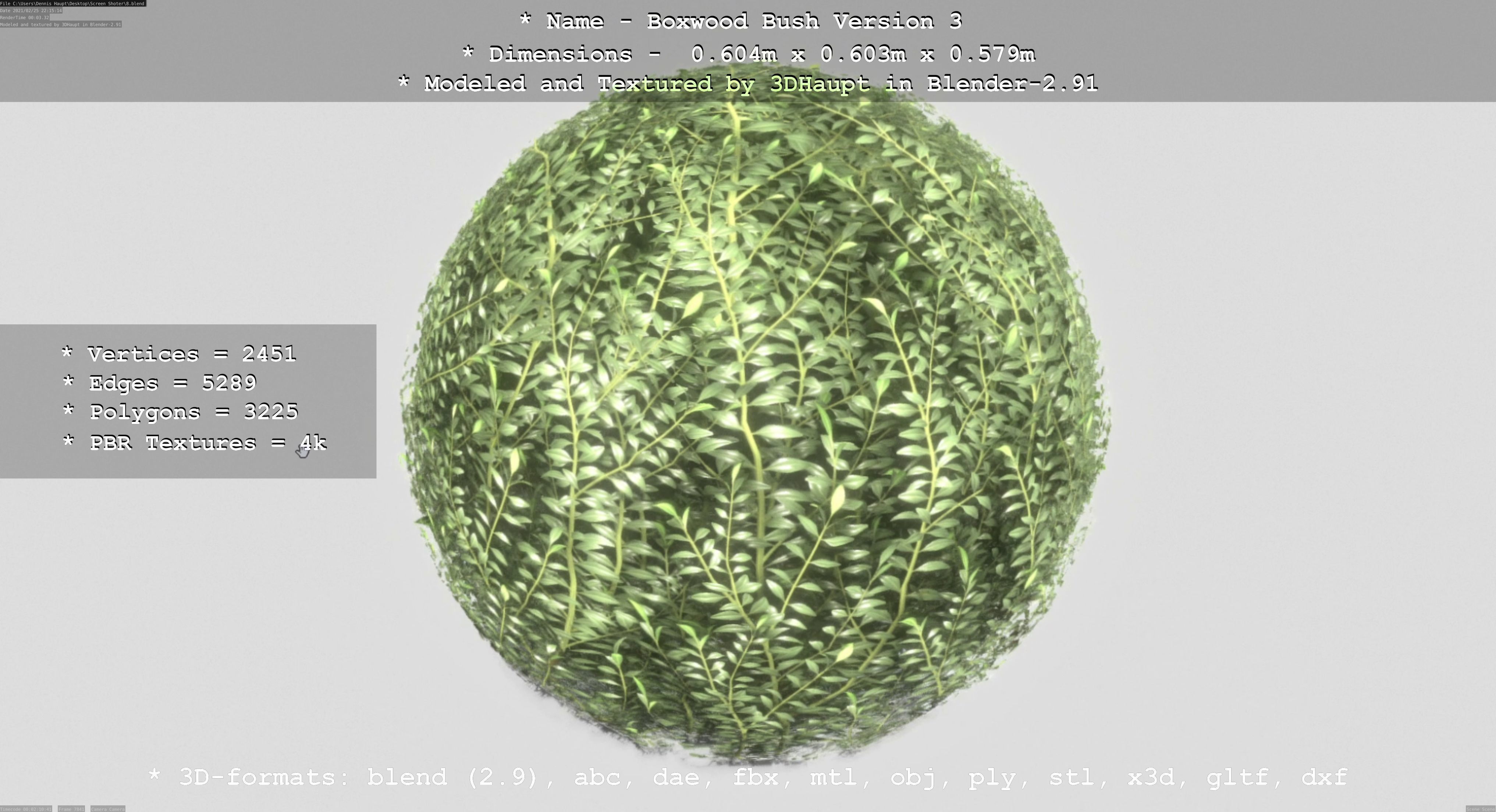 Low-Poly Boxwood Bush Version 3 Low-poly 3D model_78