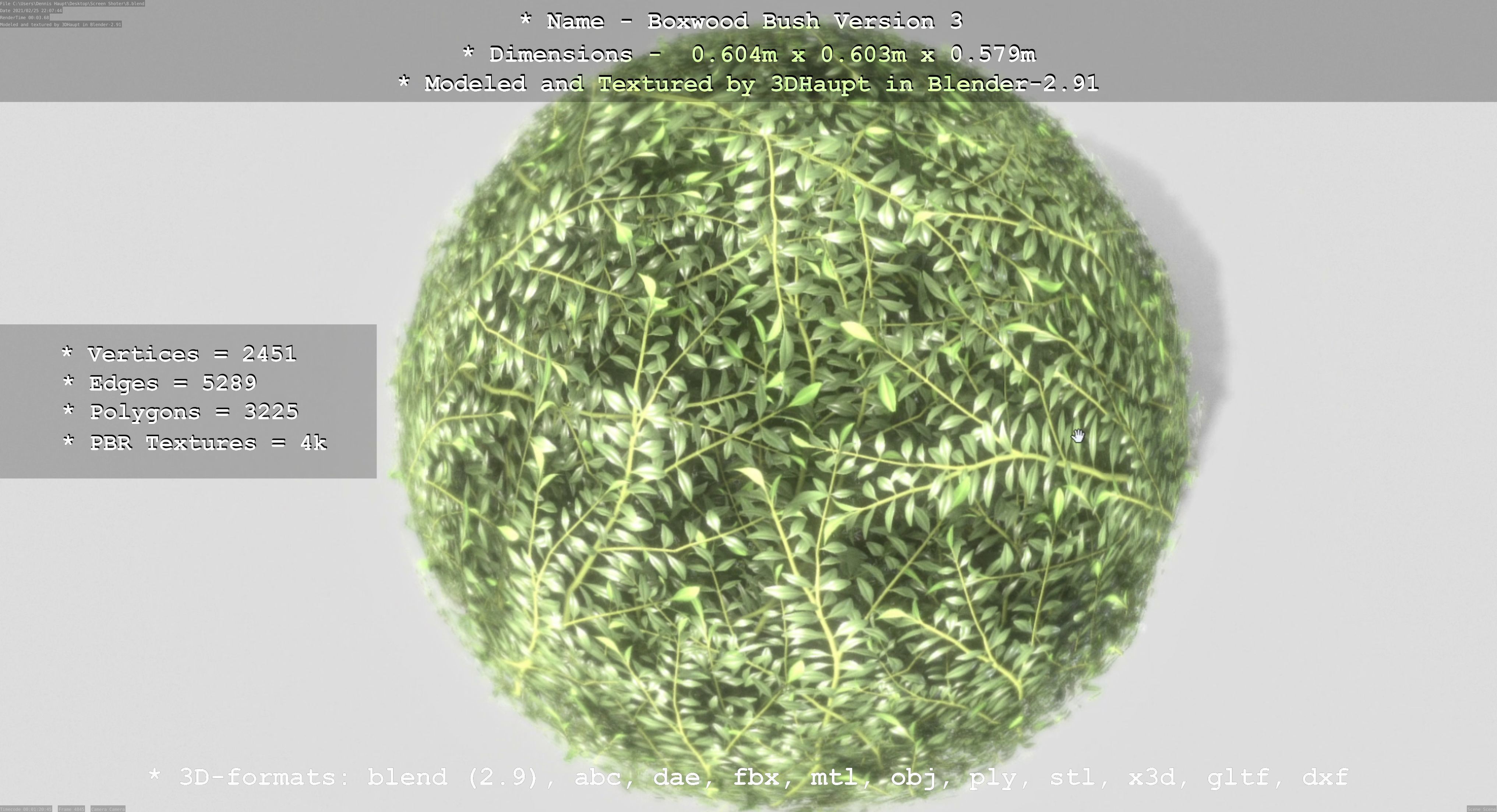 Low-Poly Boxwood Bush Version 3 Low-poly 3D model_137