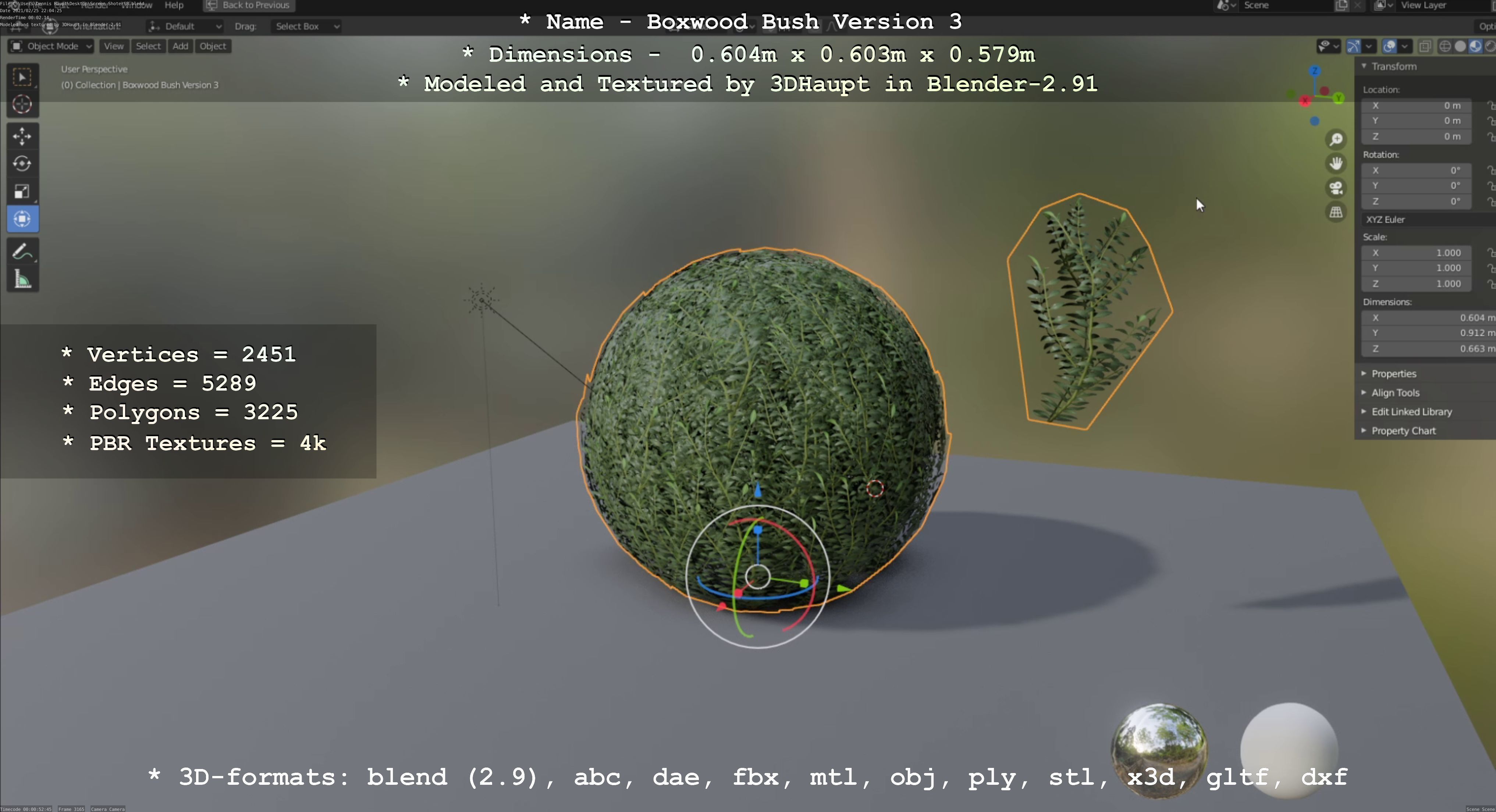 Low-Poly Boxwood Bush Version 3 Low-poly 3D model_43