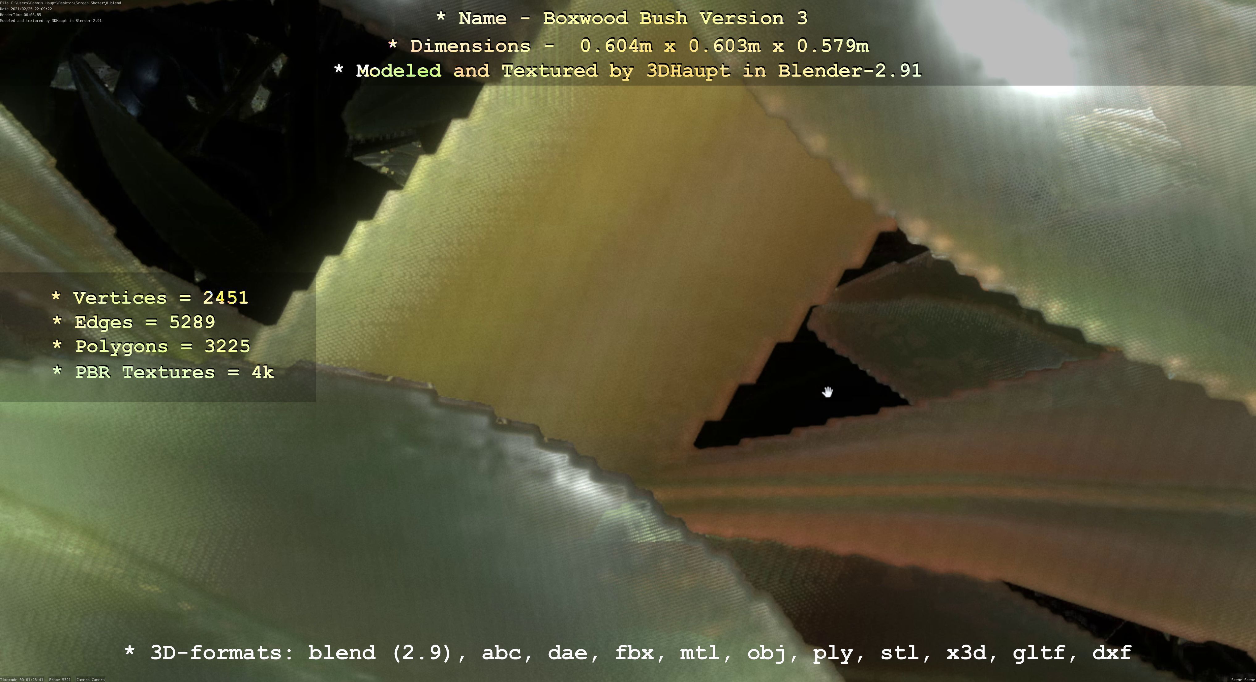 Low-Poly Boxwood Bush Version 3 Low-poly 3D model_9