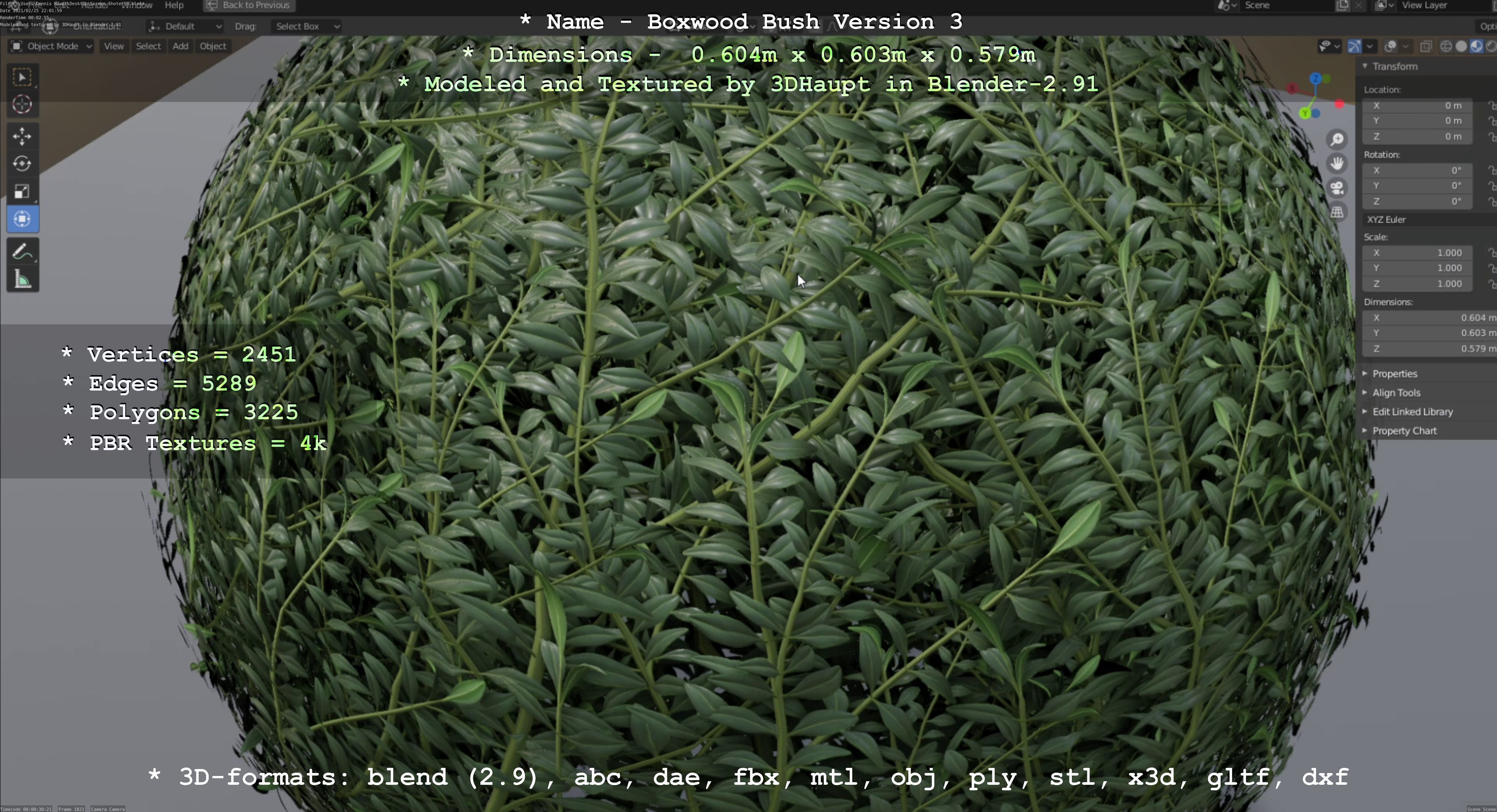 Low-Poly Boxwood Bush Version 3 Low-poly 3D model_103