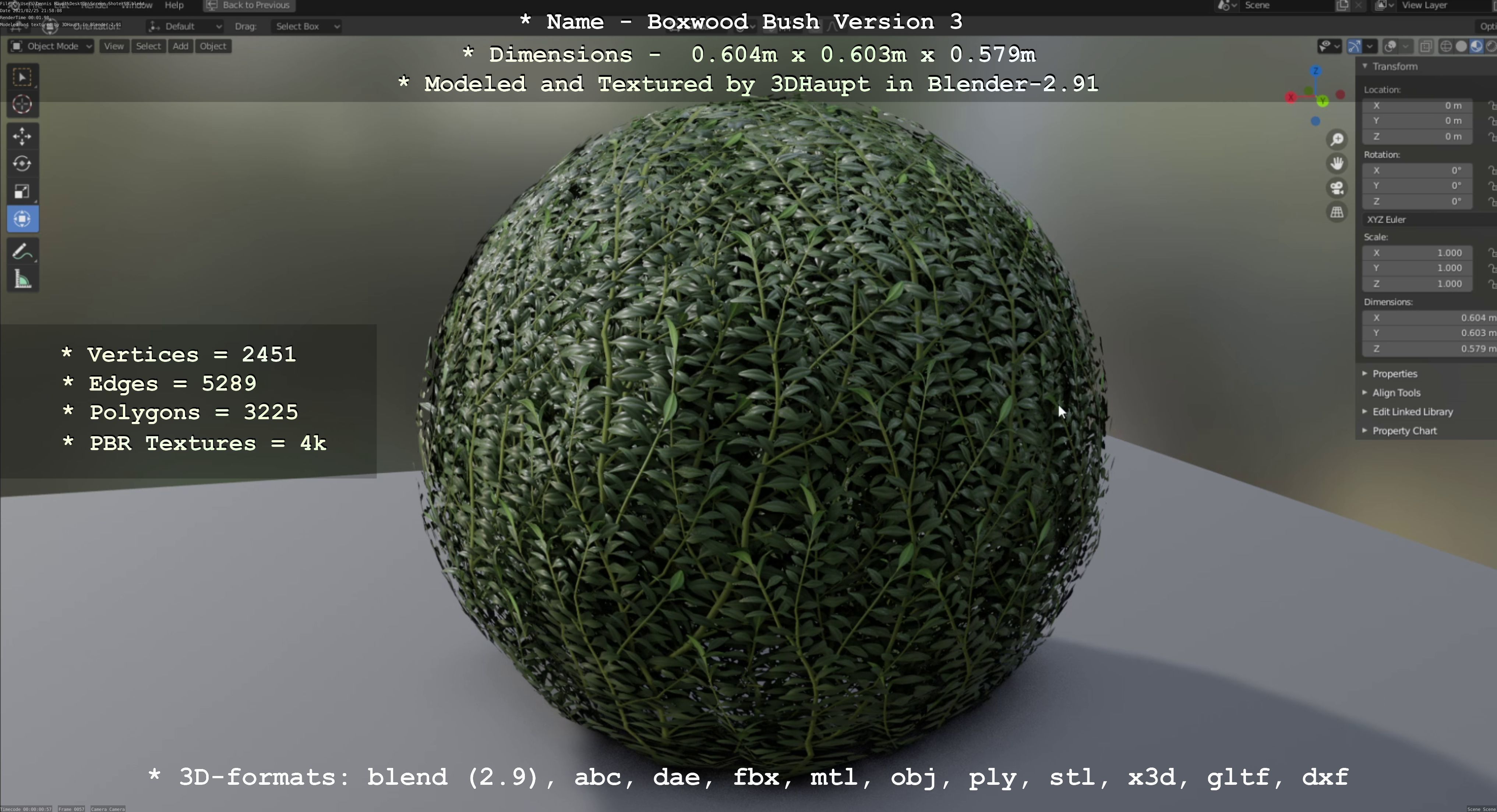Low-Poly Boxwood Bush Version 3 Low-poly 3D model_83