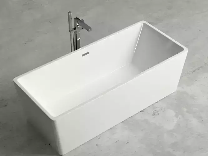 Freestanding  rectangle bathtub with floor-mounted tap 7