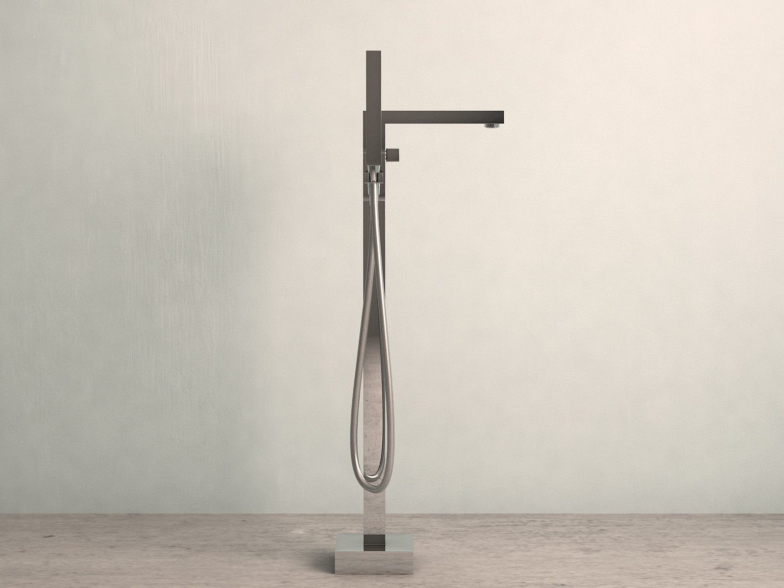 Freestanding  rectangle bathtub with floor-mounted tap 8 3D model_6