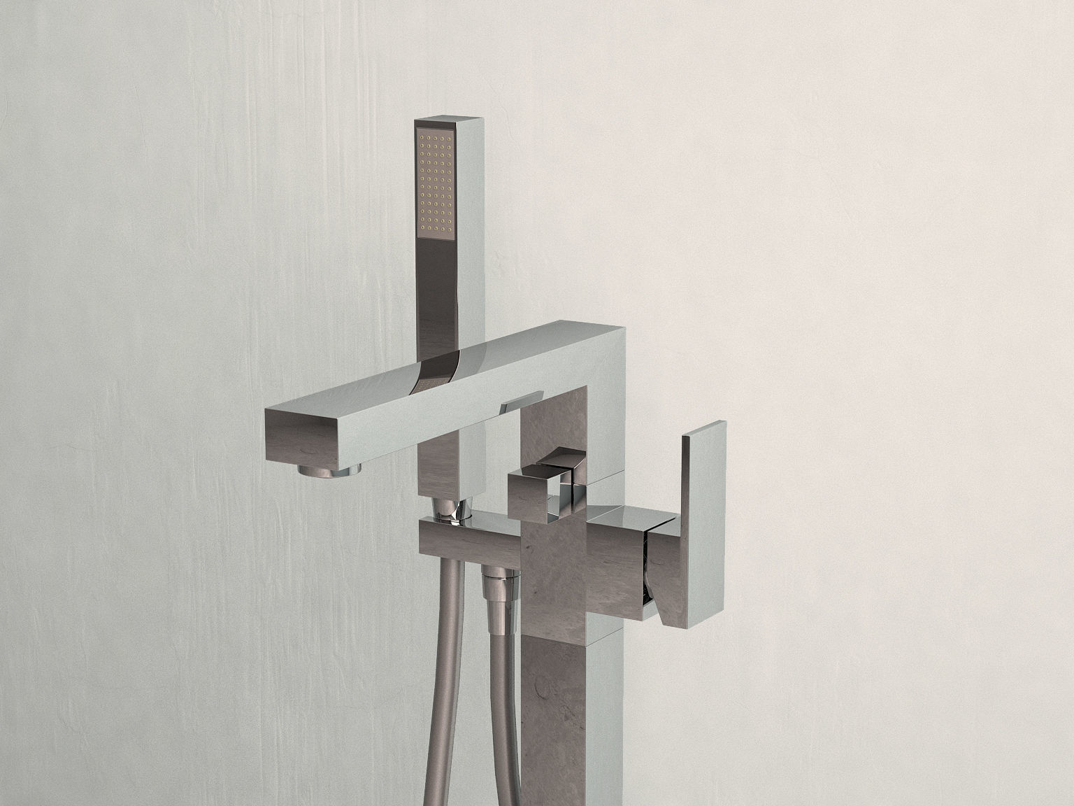 Freestanding  rectangle bathtub with floor-mounted tap 8 3D model_9