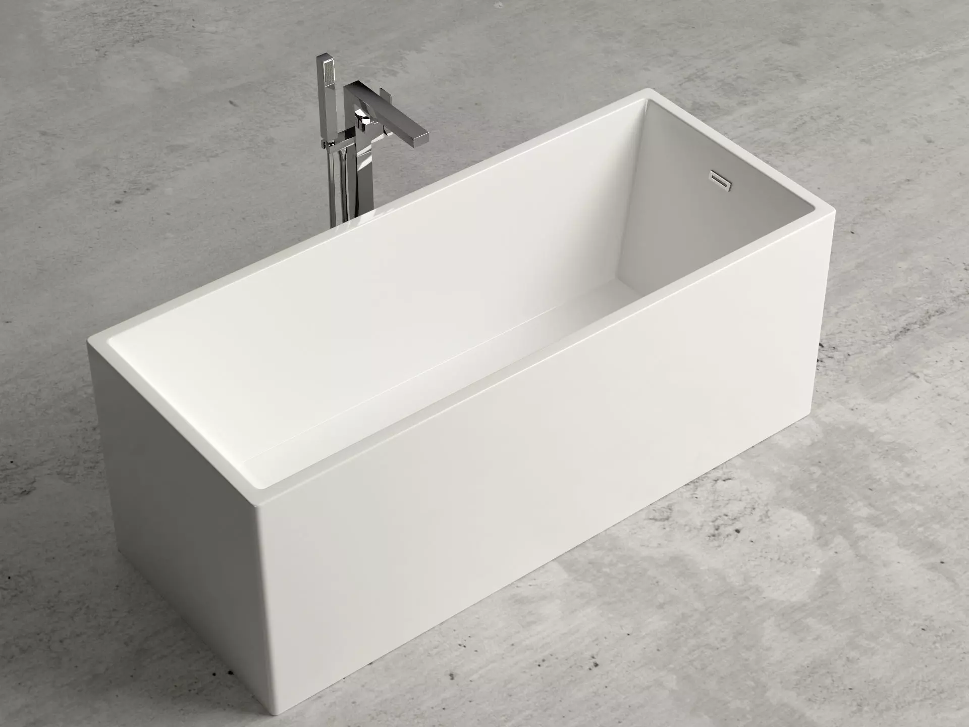 Freestanding  rectangle bathtub with floor-mounted tap 8 3D model_0
