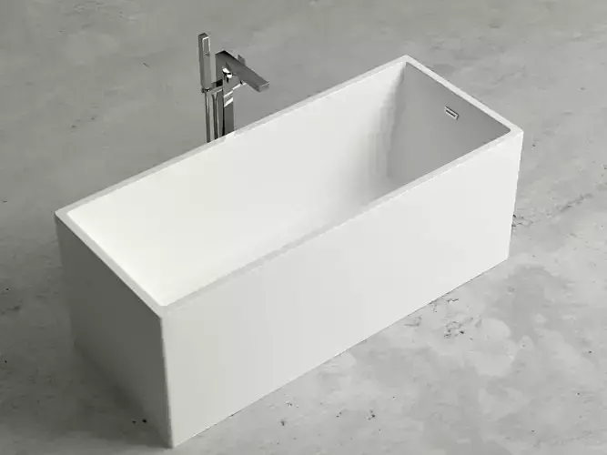 Freestanding  rectangle bathtub with floor-mounted tap 8