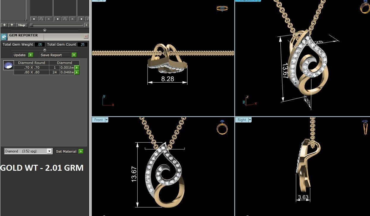 Women pendant 3dm render detail 3D print model_6