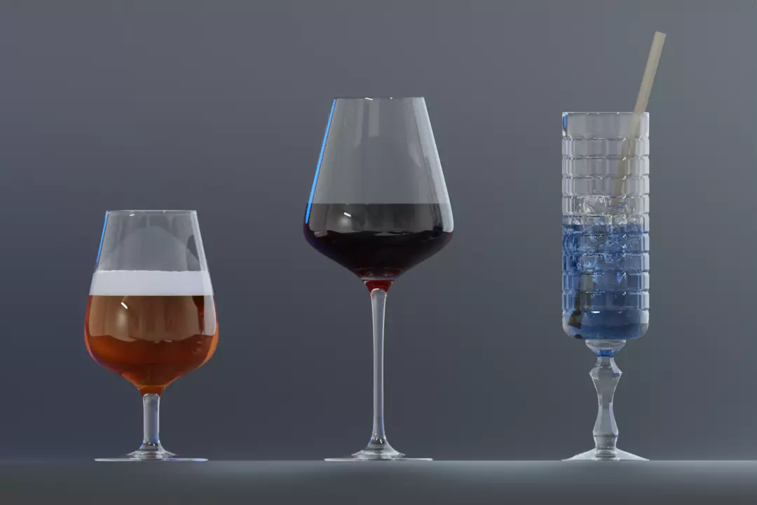 Selection of stylish and elegant royal glassware full 3D model