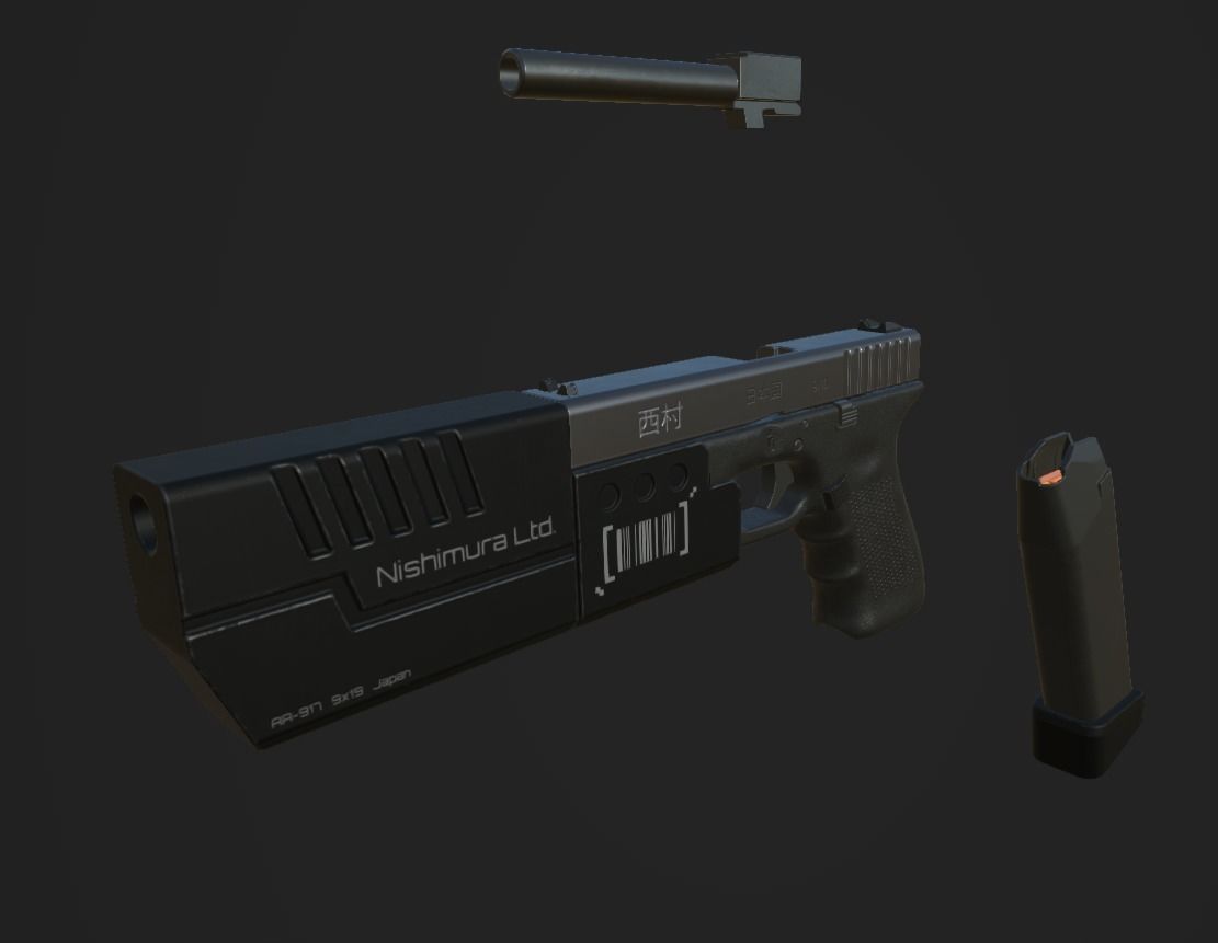 SciFi Gun Low-poly 3D model_5