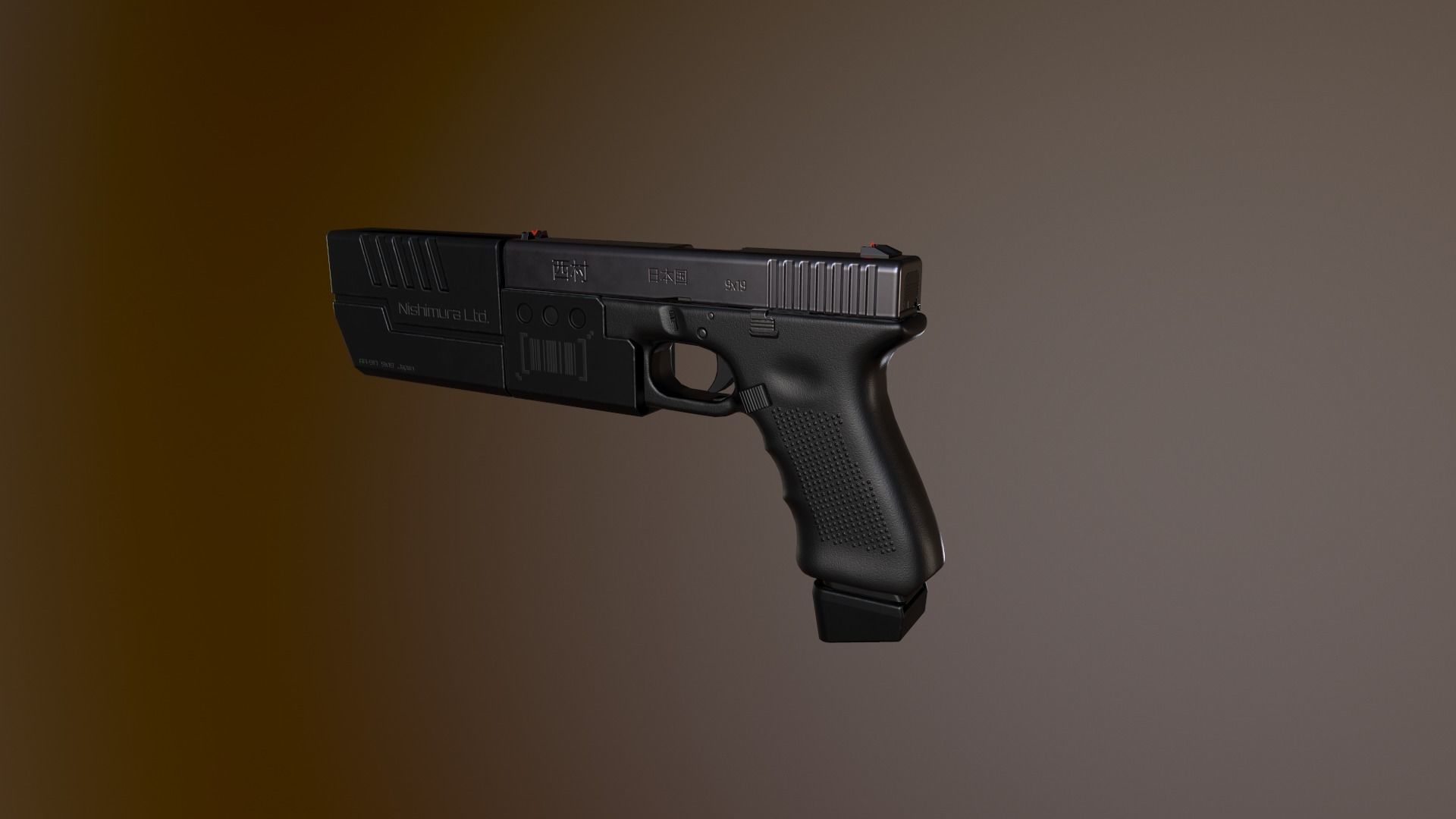 SciFi Gun Low-poly 3D model_12