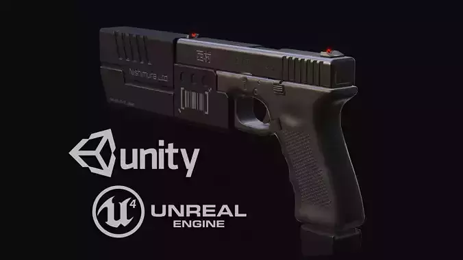 SciFi Gun Low-poly 3D model