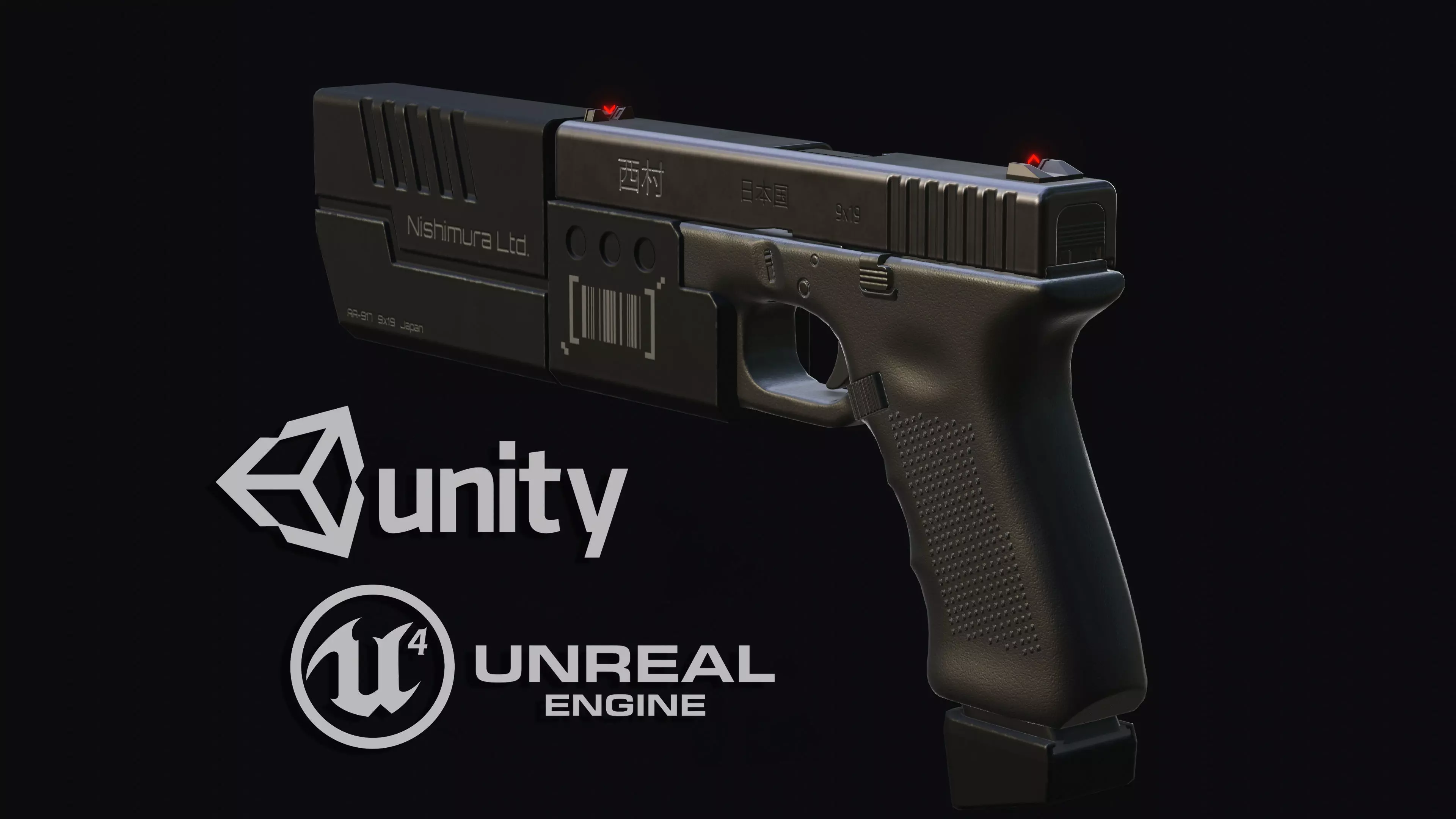 SciFi Gun Low-poly 3D model_0