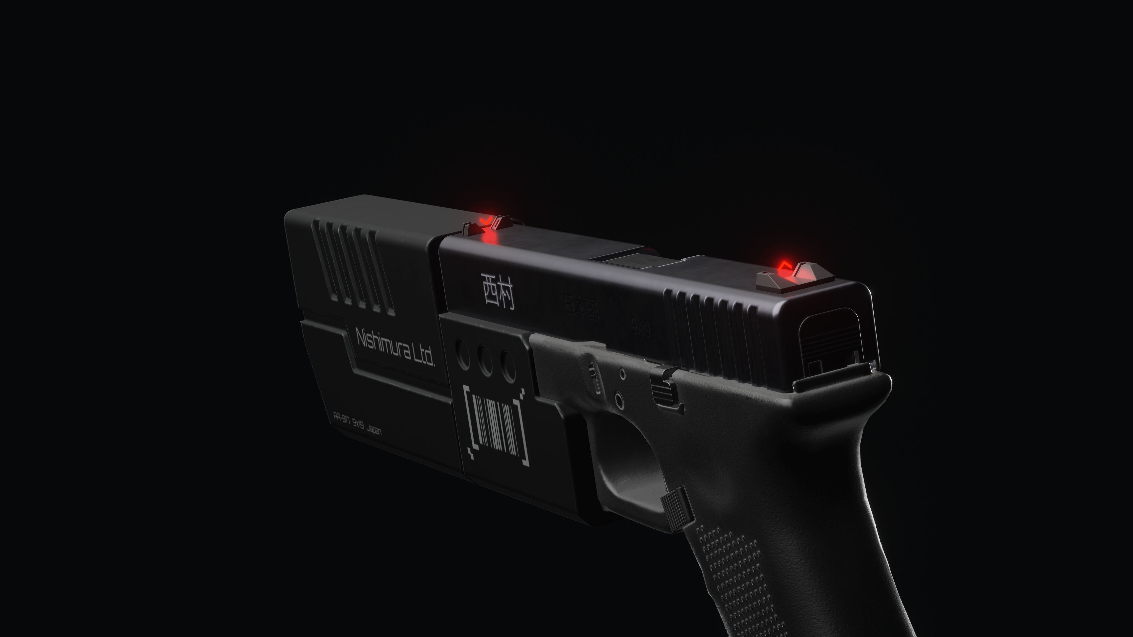 SciFi Gun Low-poly 3D model_3