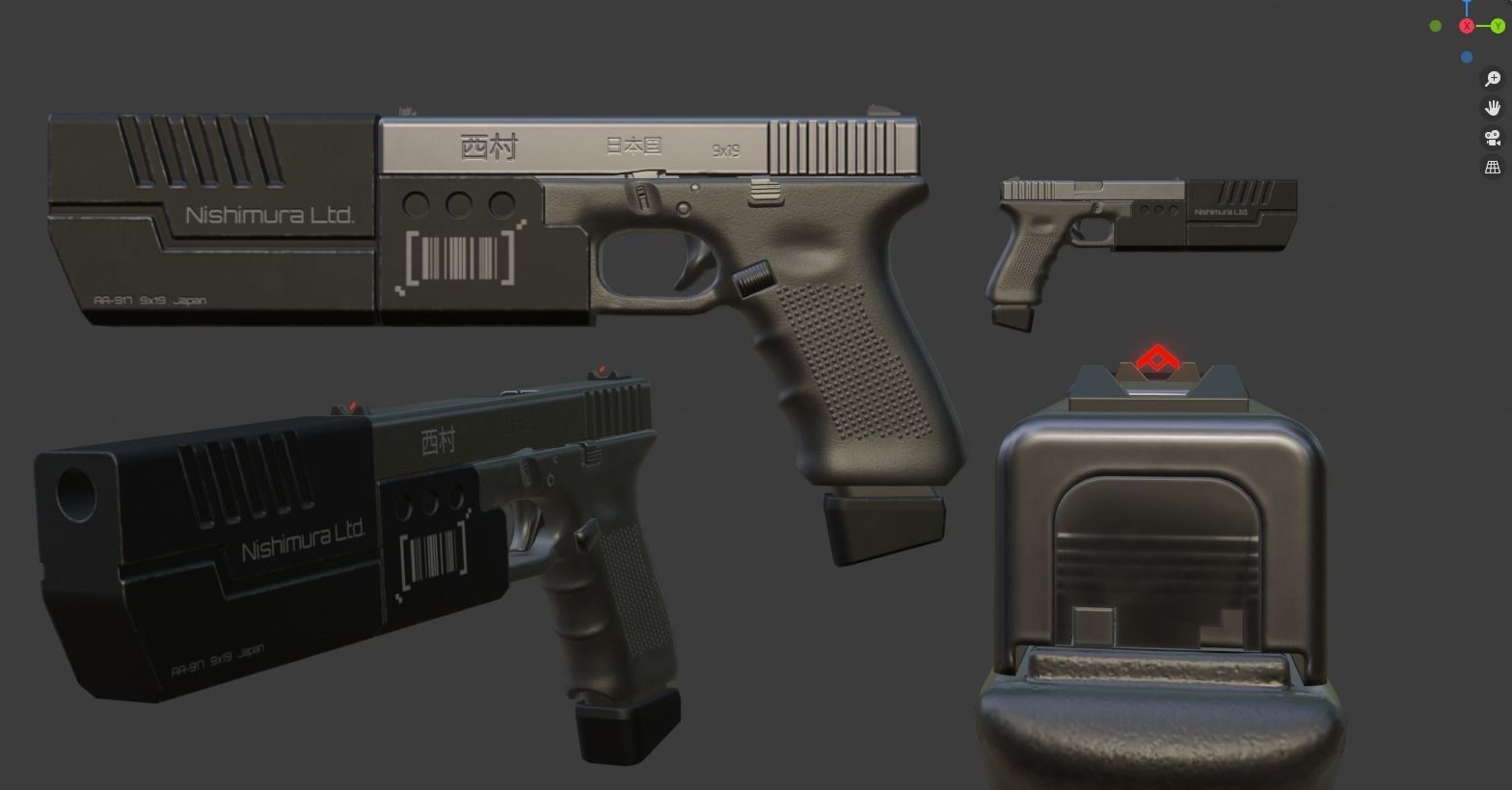 SciFi Gun Low-poly 3D model_4