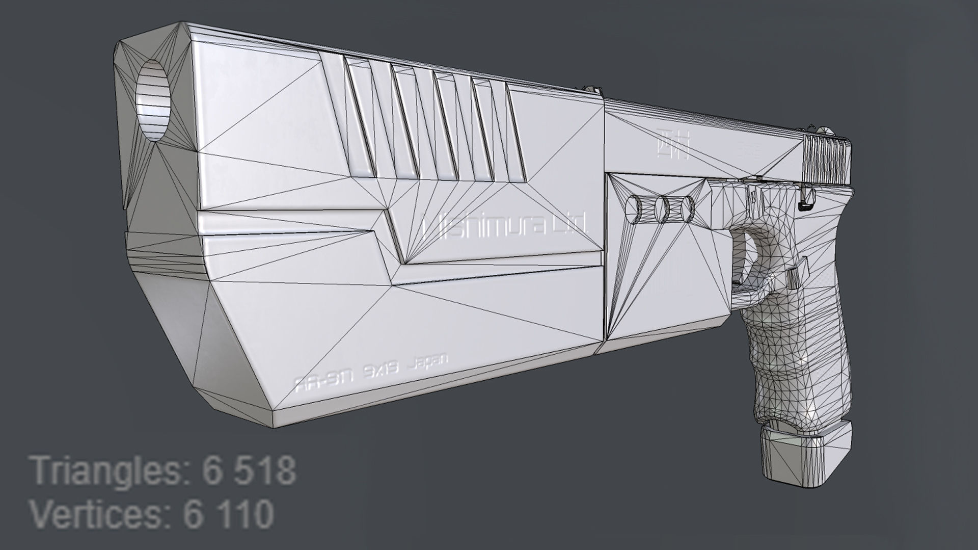 SciFi Gun Low-poly 3D model_9