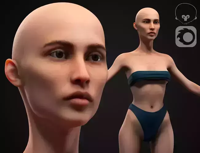 Skinny woman body Low-poly 3D model