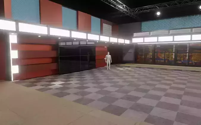 Late Night TV Studio  Low-poly 3D model