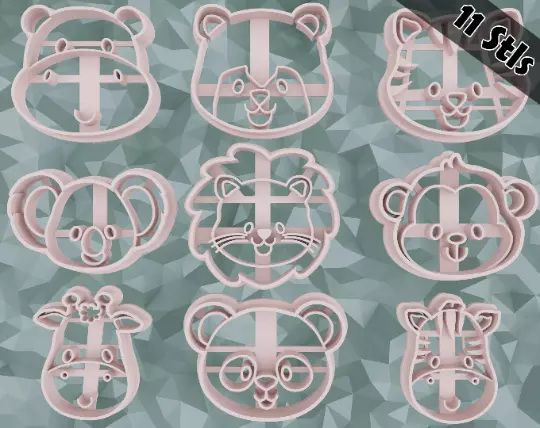 Set Pack Cookie Cutters - Animal Cutters - Birthday Cookie 3D print model_0