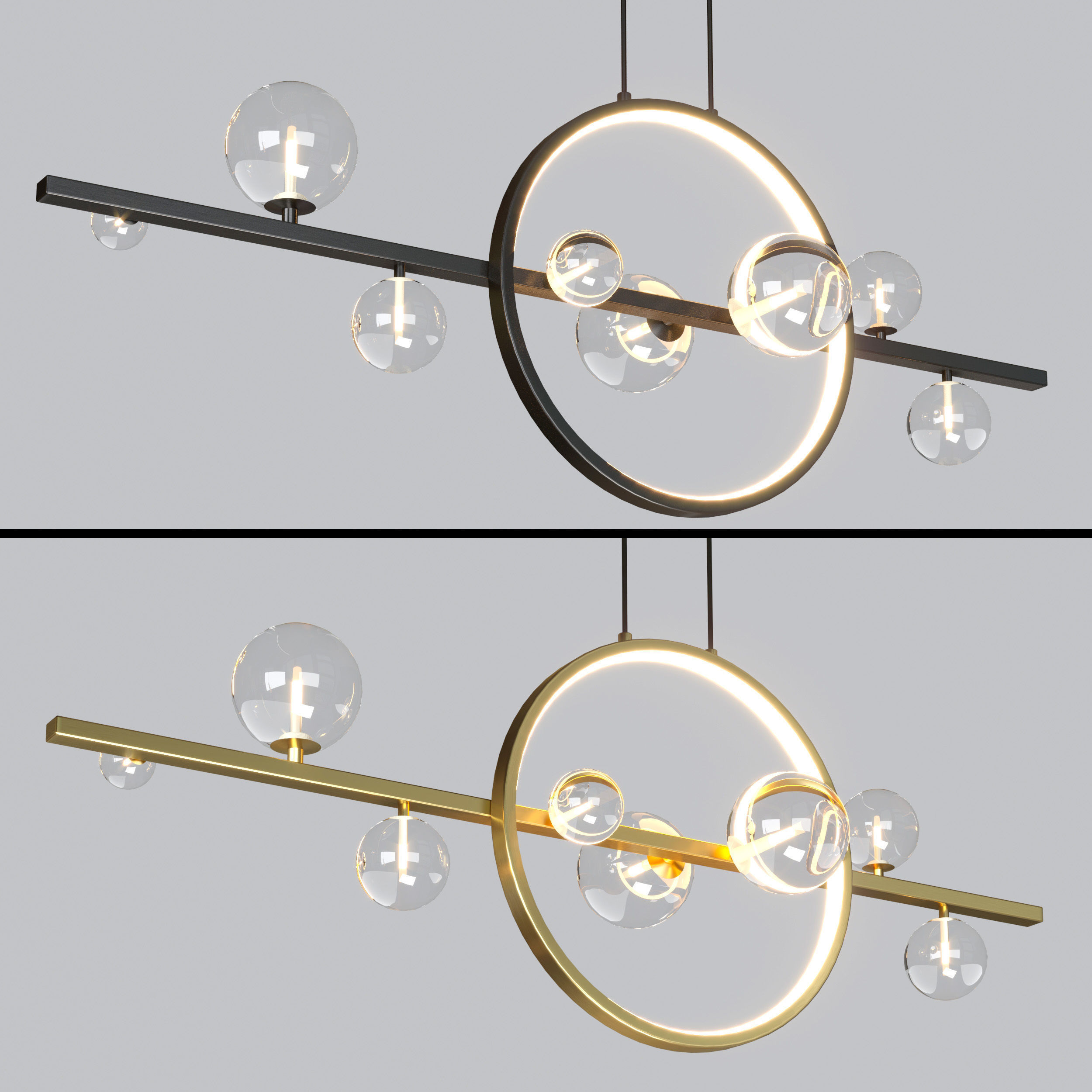 LED suspended ceiling lights Low-poly 3D model_2