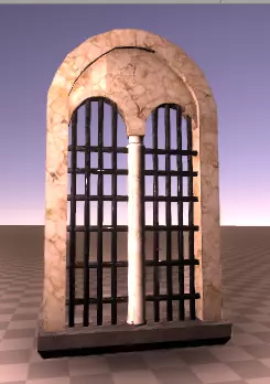 Window with bars Low-poly 3D model_0