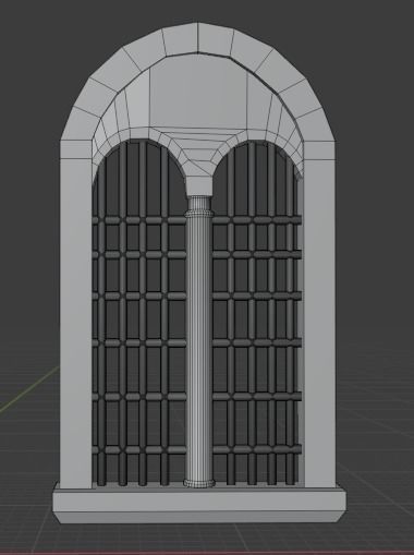 Window with bars Low-poly 3D model_2